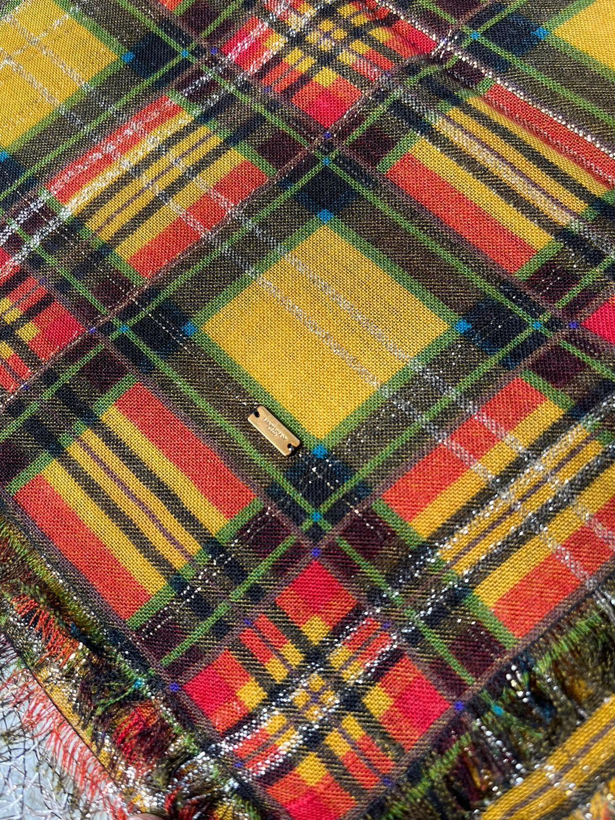 Shawl Grand Carre Checker Pattern in Multicolor