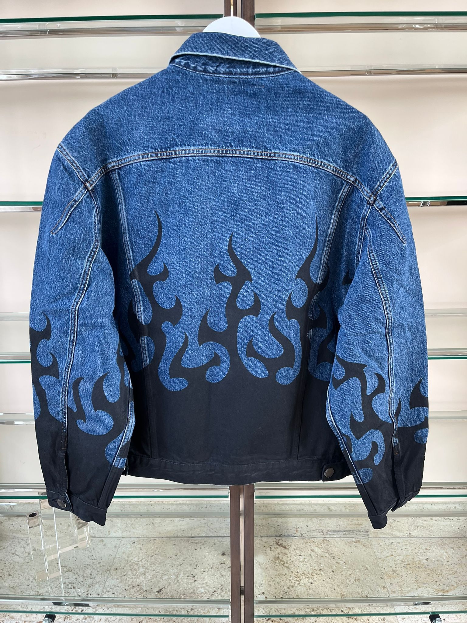 Vetements Denim Flame Jacket in Blue Black Size US M / EU 48-50 / 2 - 14 Thumbnail