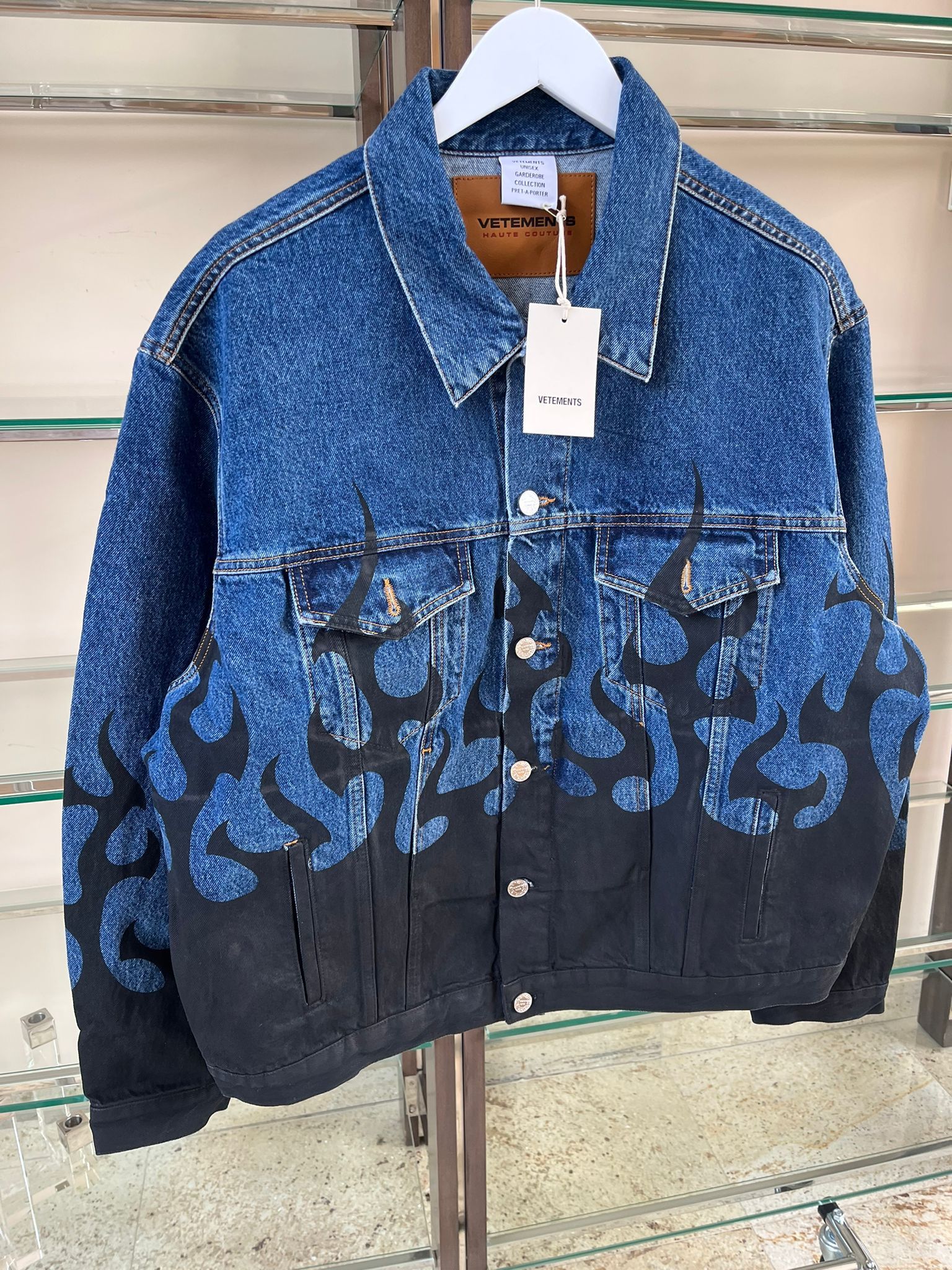 Vetements Denim Flame Jacket in Blue Black Size US M / EU 48-50 / 2 - 3 Thumbnail