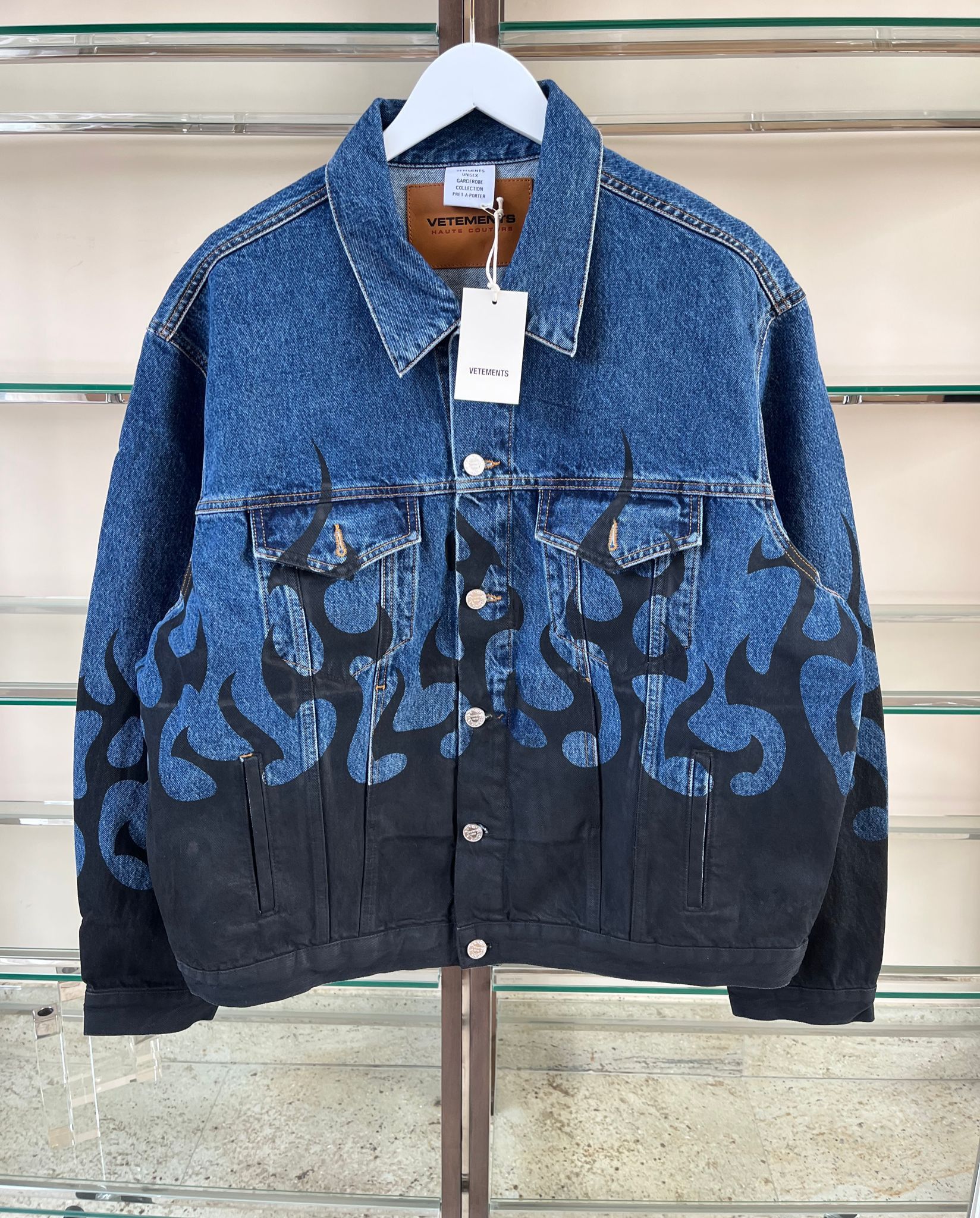 Vetements Denim Flame Jacket in Blue Black Size US M / EU 48-50 / 2 - 2 Thumbnail
