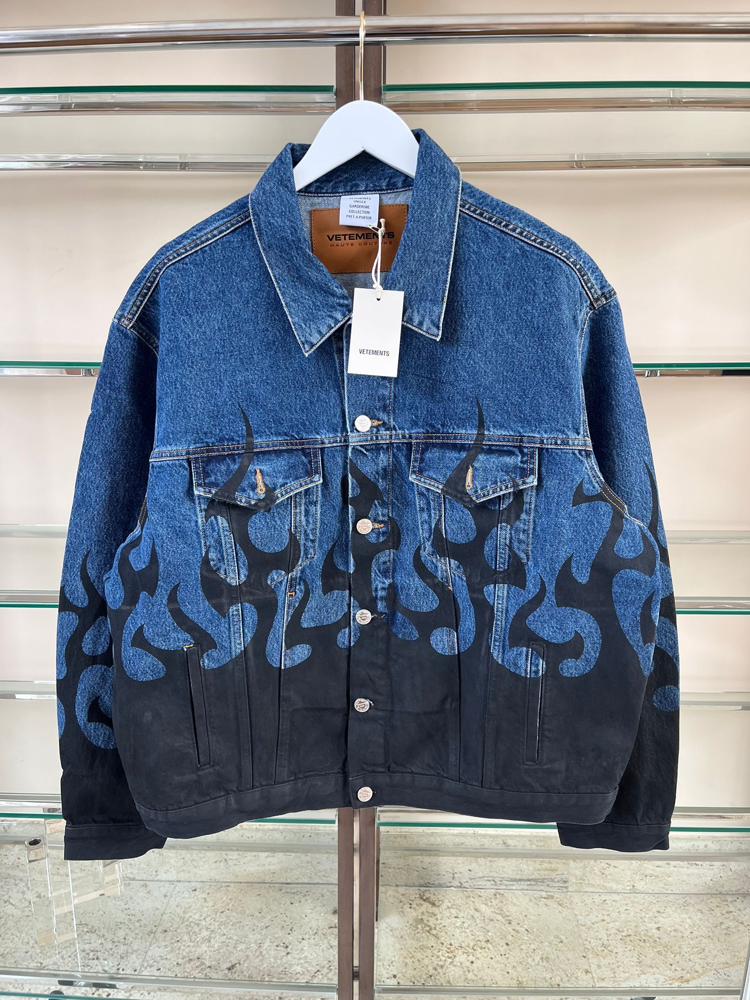 Vetements Denim Flame Jacket in Blue Black Size US S / EU 44-46 / 1 - 2 Thumbnail