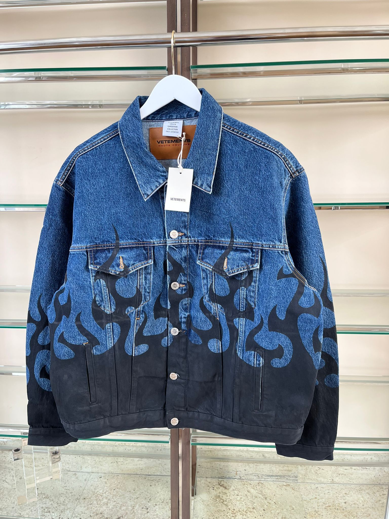 Vetements Denim Flame Jacket in Blue Black Size US S / EU 44-46 / 1 - 8 Thumbnail