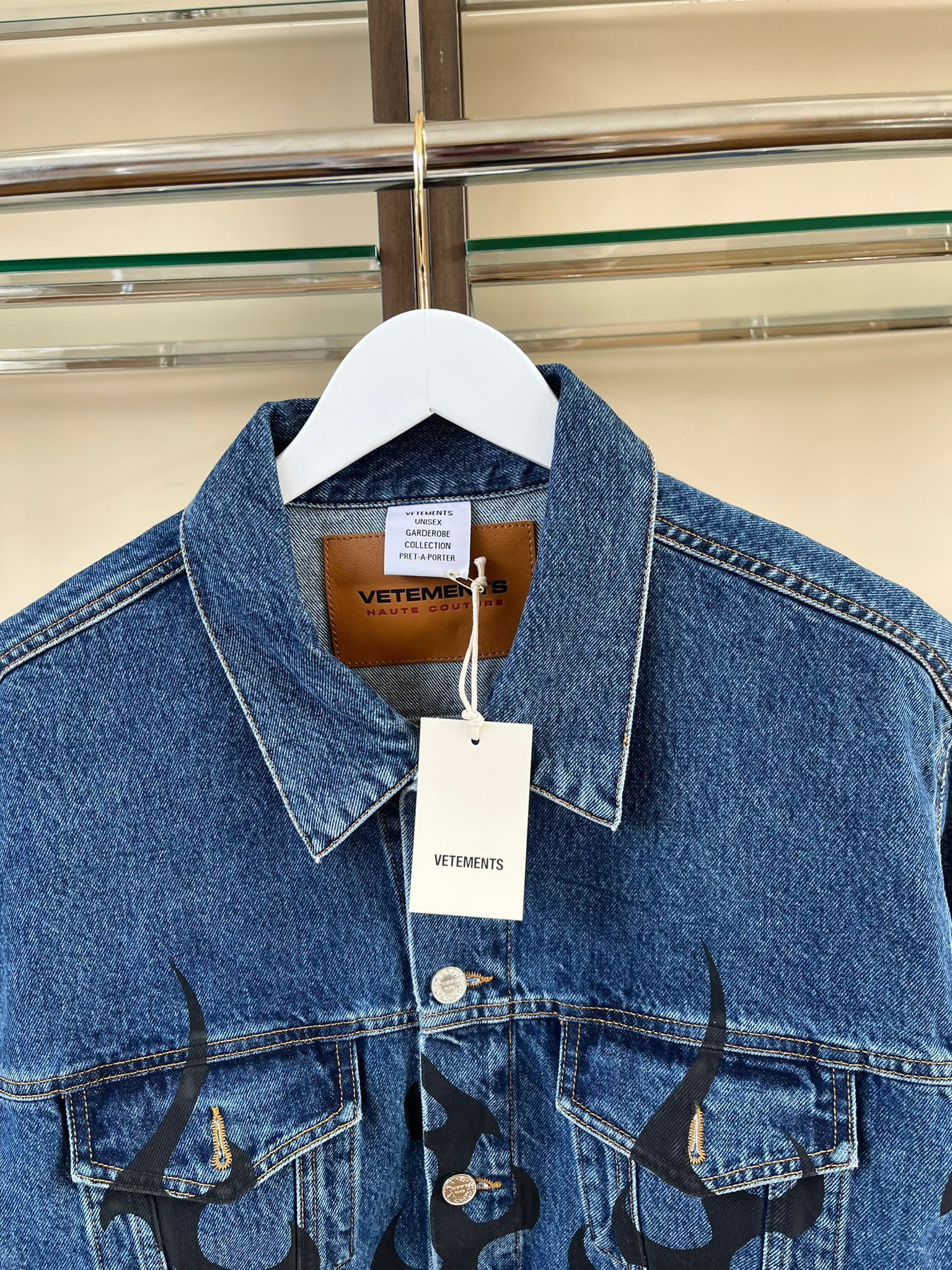 Vetements Denim Flame Jacket in Blue Black Size US S / EU 44-46 / 1 - 3 Thumbnail
