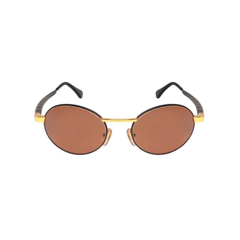 Gianfranco Ferre × Vintage Gianfranco Ferre 90's Black & Gold Round Sunglasses Size ONE SIZE - 1 Thumbnail