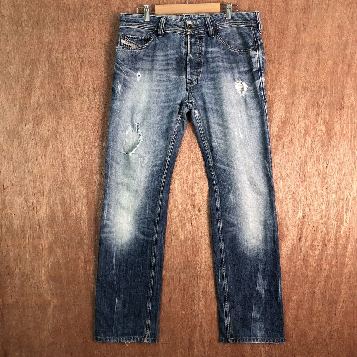 image of Dl Diesel Industry Safado Distressed Denim Jeans Pants C157 in Blue, Men's (Size 31)