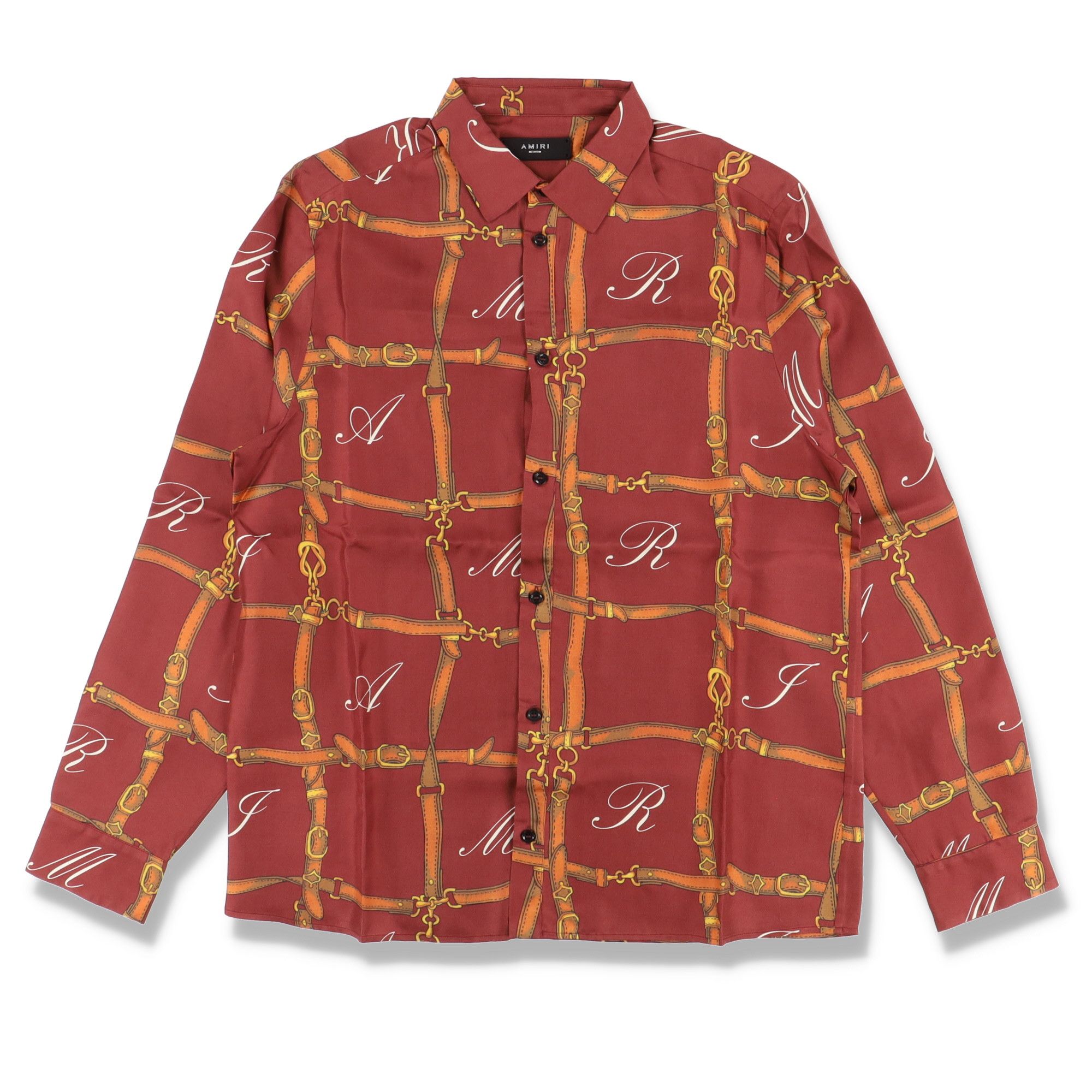 Amiri Burgundy Belt Grid Logo Shirt Size US M / EU 48-50 / 2 - 1 Thumbnail