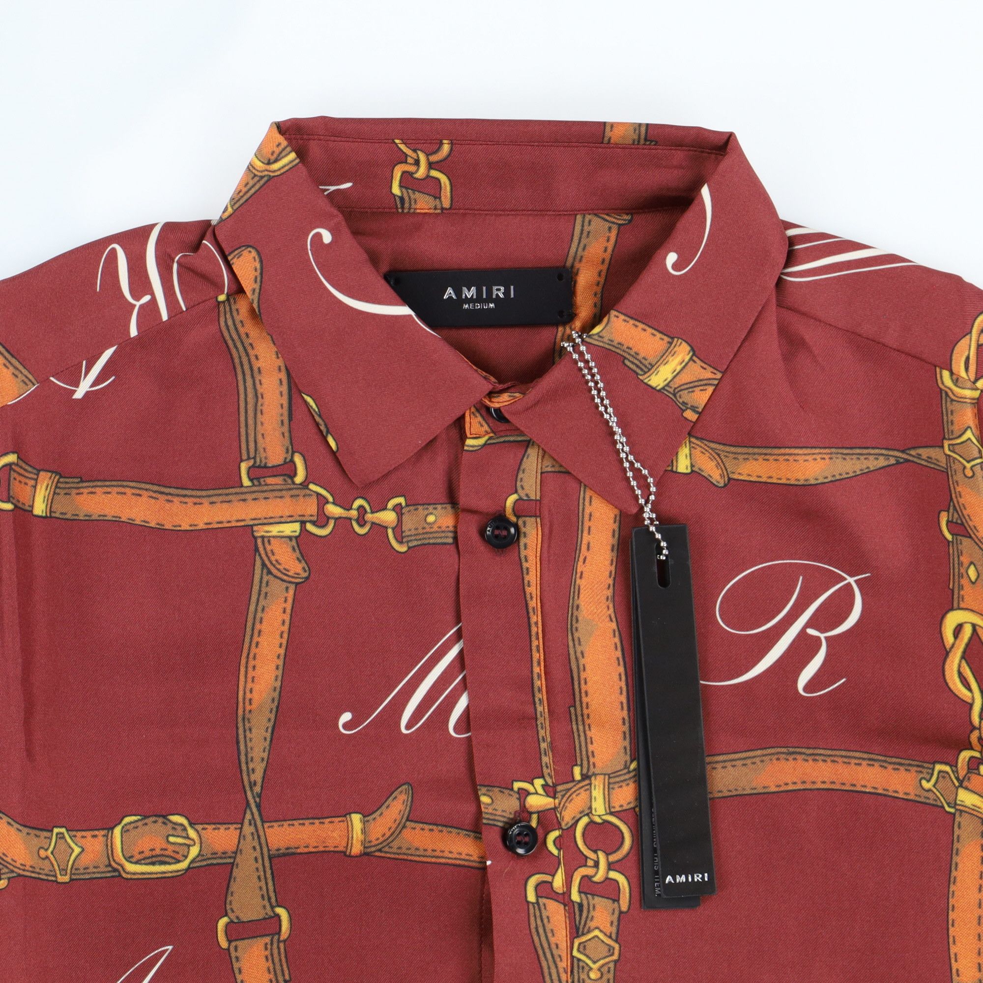Amiri Burgundy Belt Grid Logo Shirt Size US M / EU 48-50 / 2 - 4 Thumbnail