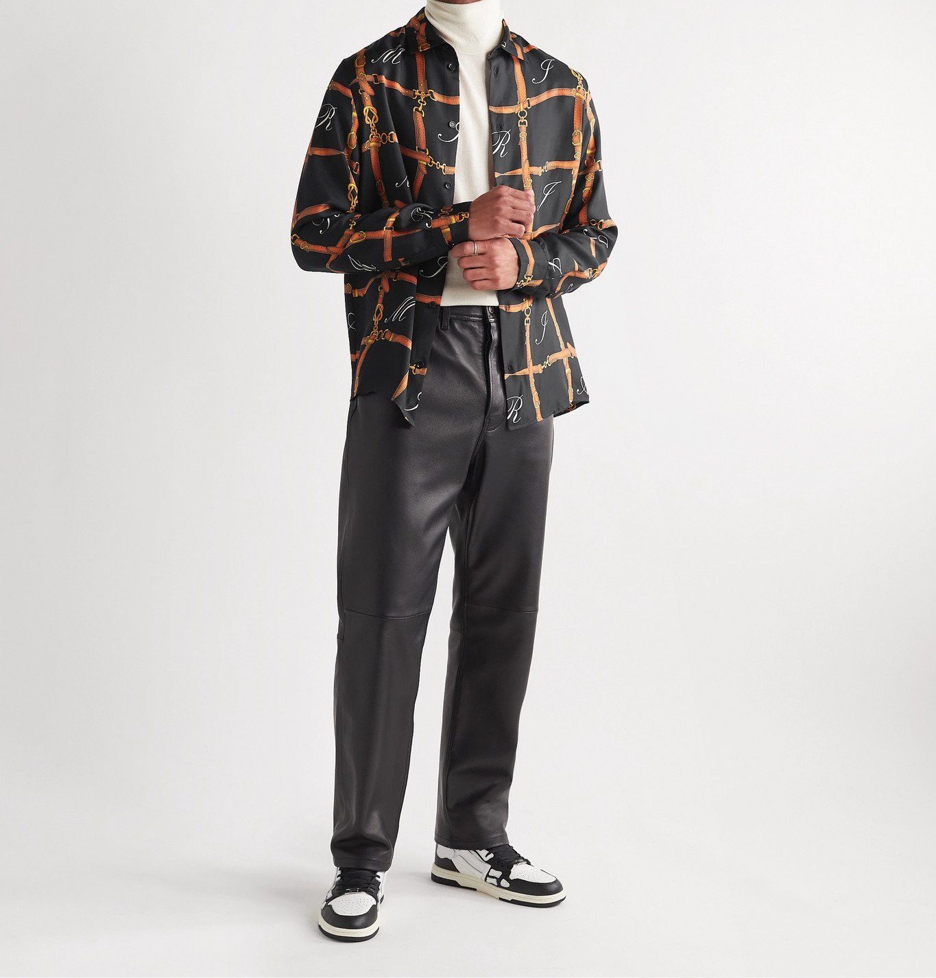 Amiri Burgundy Belt Grid Logo Shirt Size US M / EU 48-50 / 2 - 2 Thumbnail