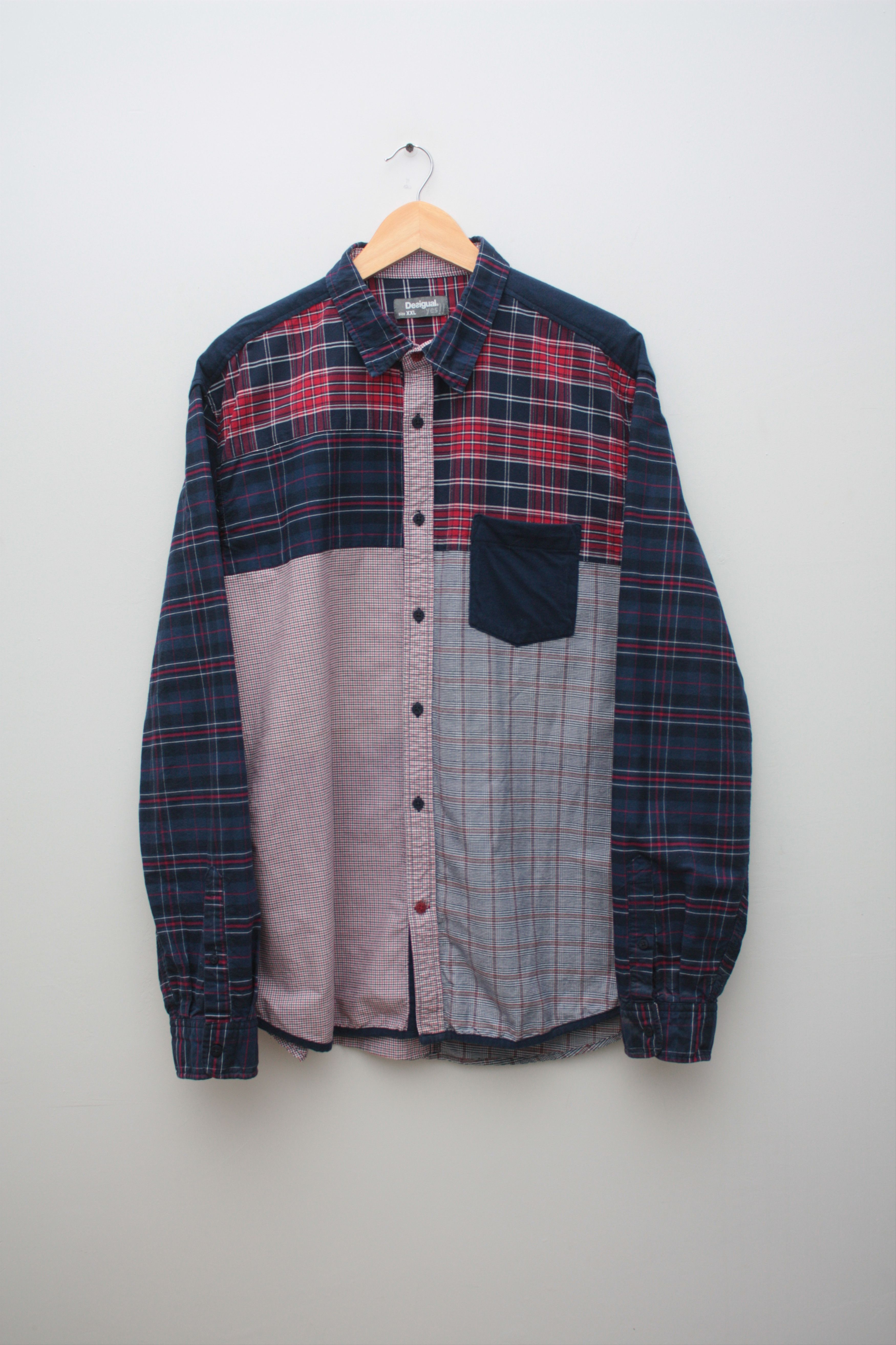 Desigual Desigual Patchwork Checkered L/S Shirt Men's Size US XL / EU 56 / 4 - 1 Thumbnail