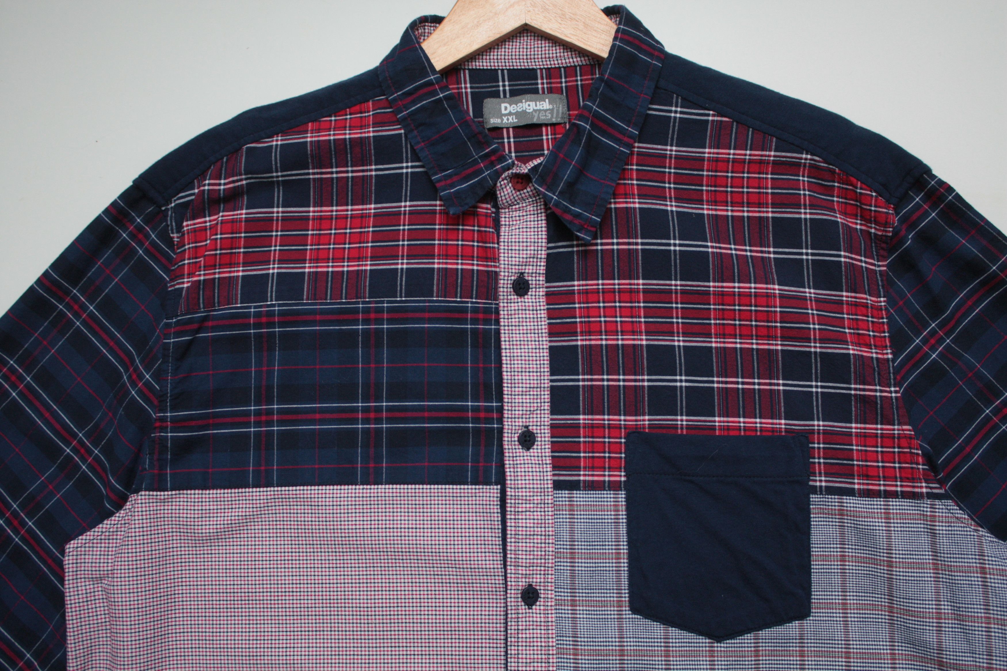 Desigual Desigual Patchwork Checkered L/S Shirt Men's Size US XL / EU 56 / 4 - 4 Thumbnail