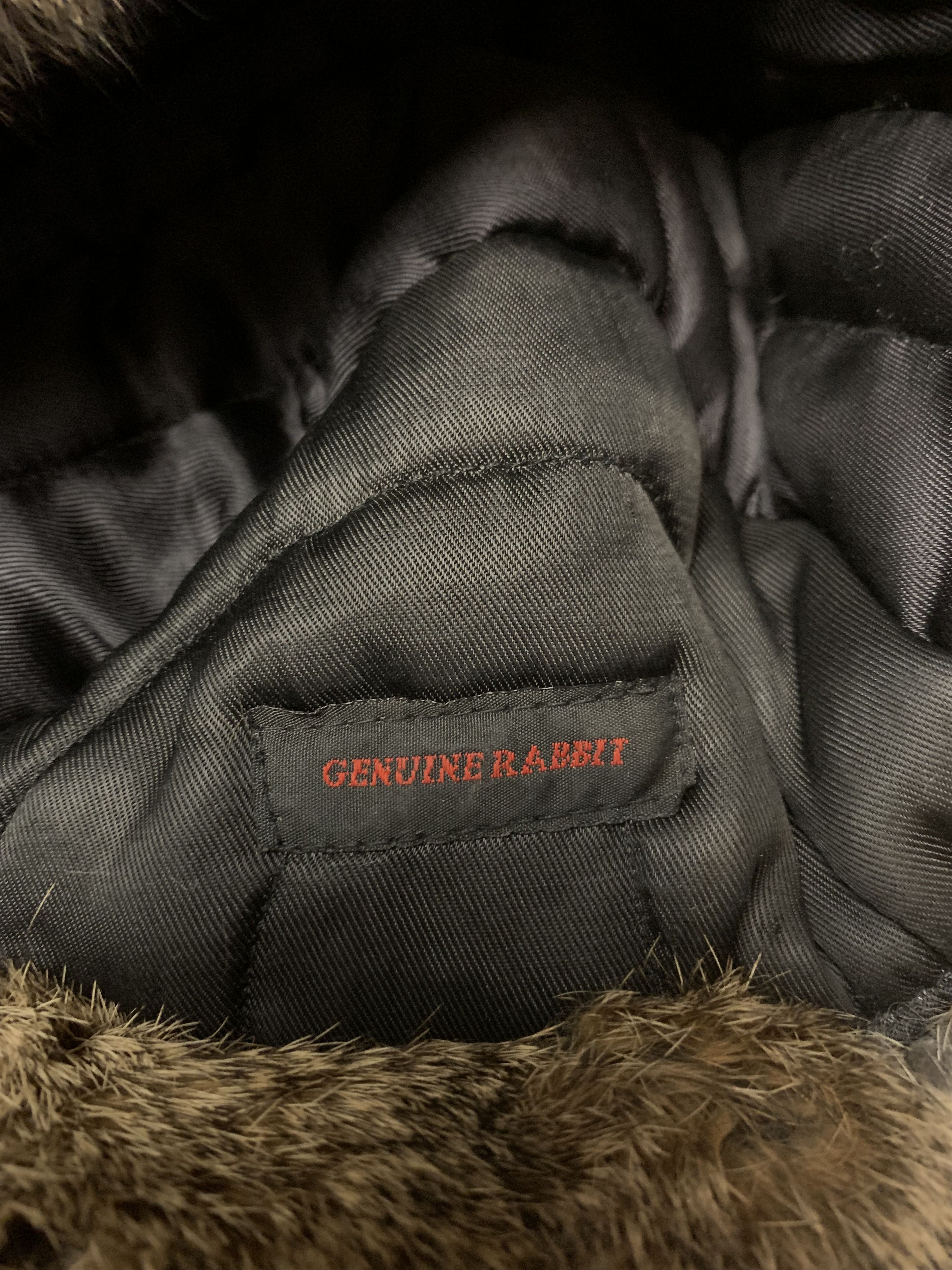 Vintage Babushka Real Fur Rabbit Fleece Trapper Waxed Hat Black Size ONE SIZE - 8 Thumbnail