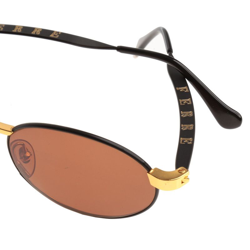 Gianfranco Ferre × Vintage Gianfranco Ferre 90's Black & Gold Round Sunglasses Size ONE SIZE - 1 Thumbnail