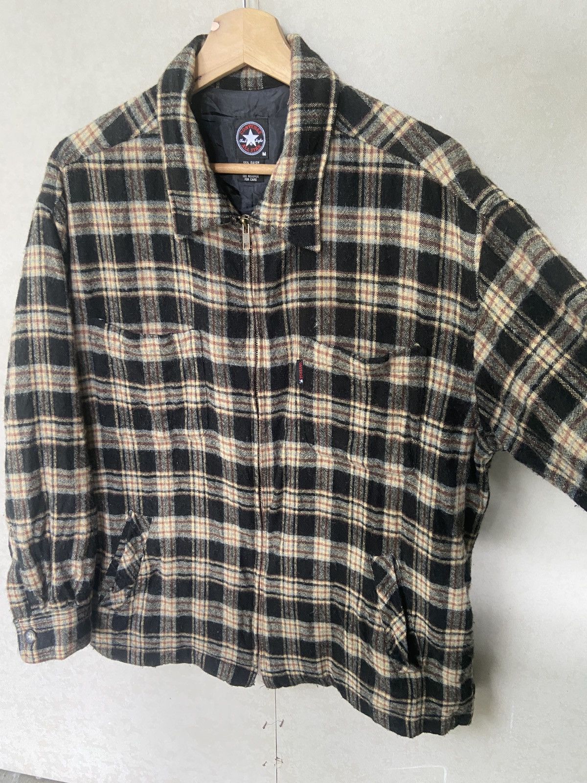 Converse Vintage Converse Zip Up Wool Flannel Jacket Size US M / EU 48-50 / 2 - 6 Thumbnail