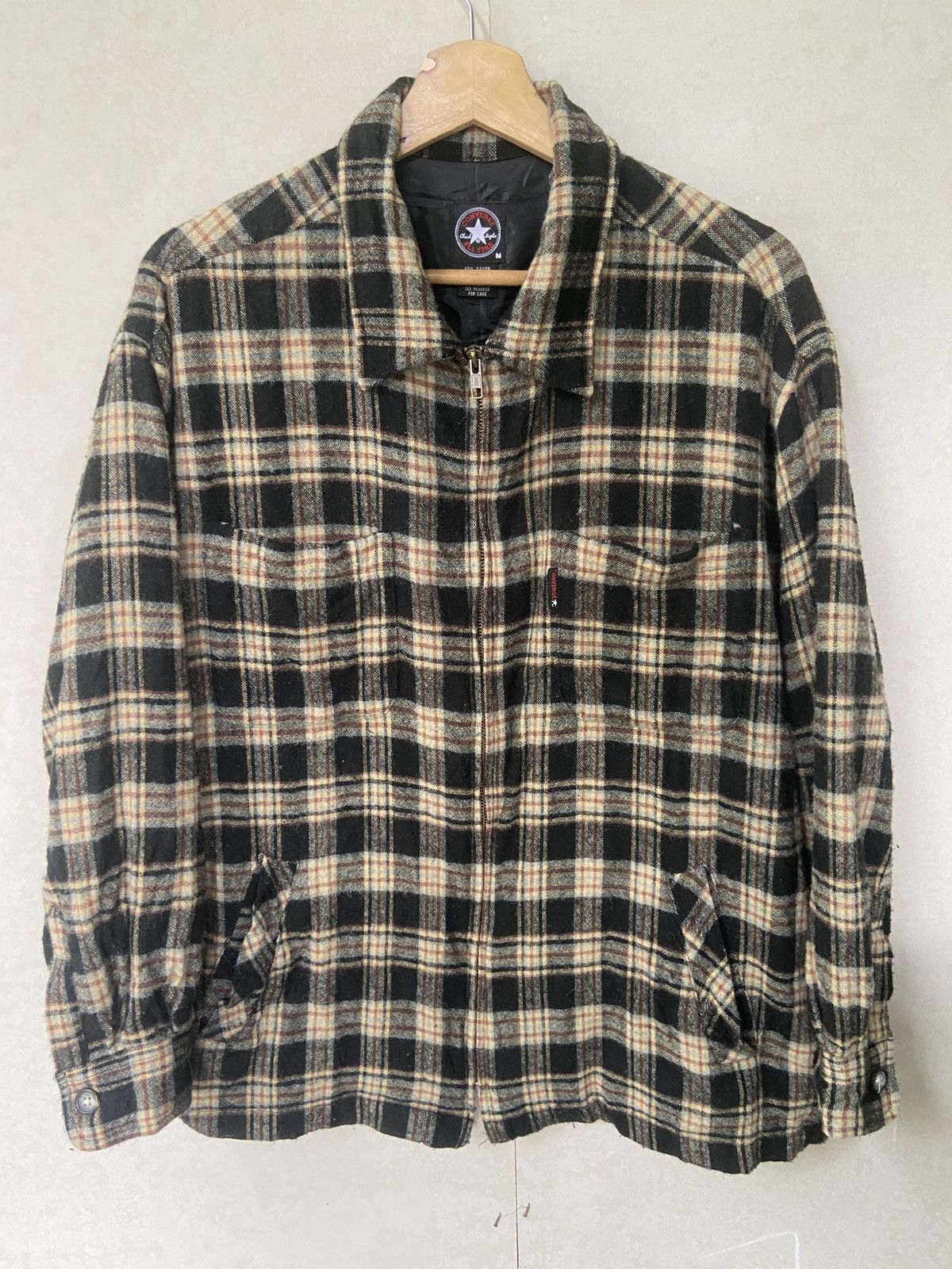Converse Vintage Converse Zip Up Wool Flannel Jacket Size US M / EU 48-50 / 2 - 2 Thumbnail