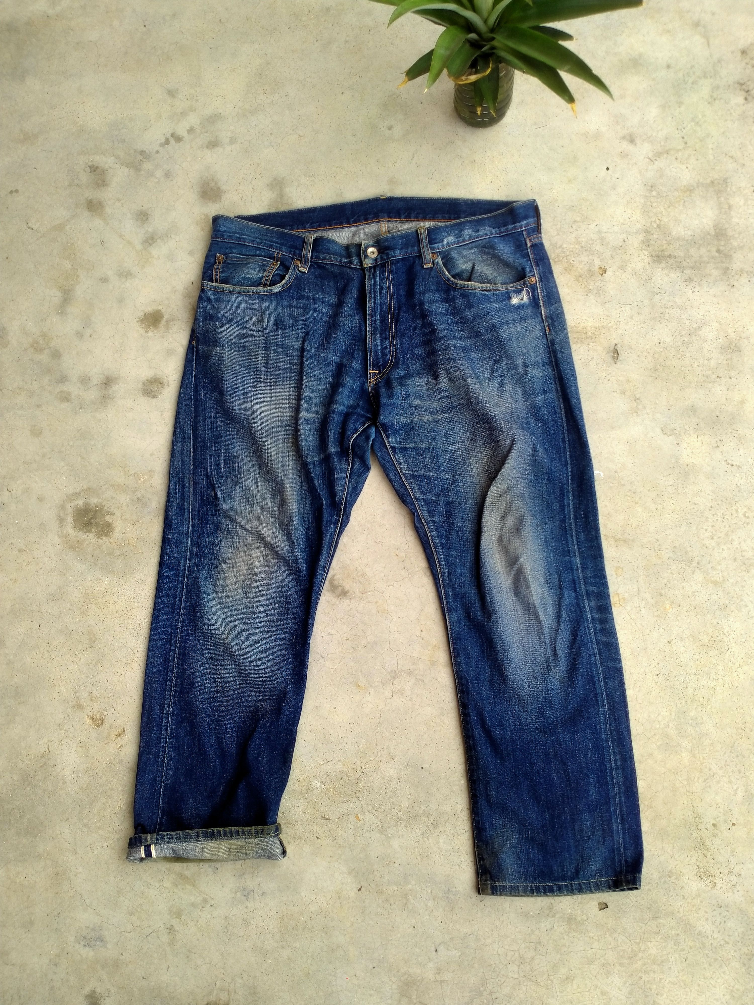 image of Archival Clothing x Distressed Denim Uniqlo Selvedge Denim in Blue, Men's (Size 38)