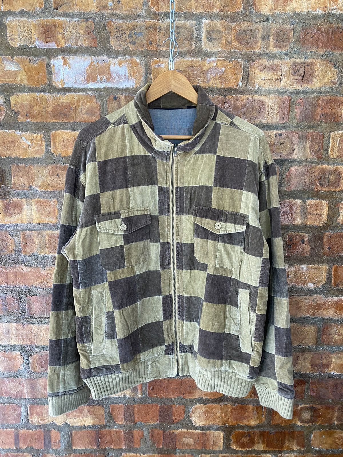 Japanese Brand Vtg Japanese Brand corduroy check patchwork jacket Size US M / EU 48-50 / 2 - 3 Thumbnail