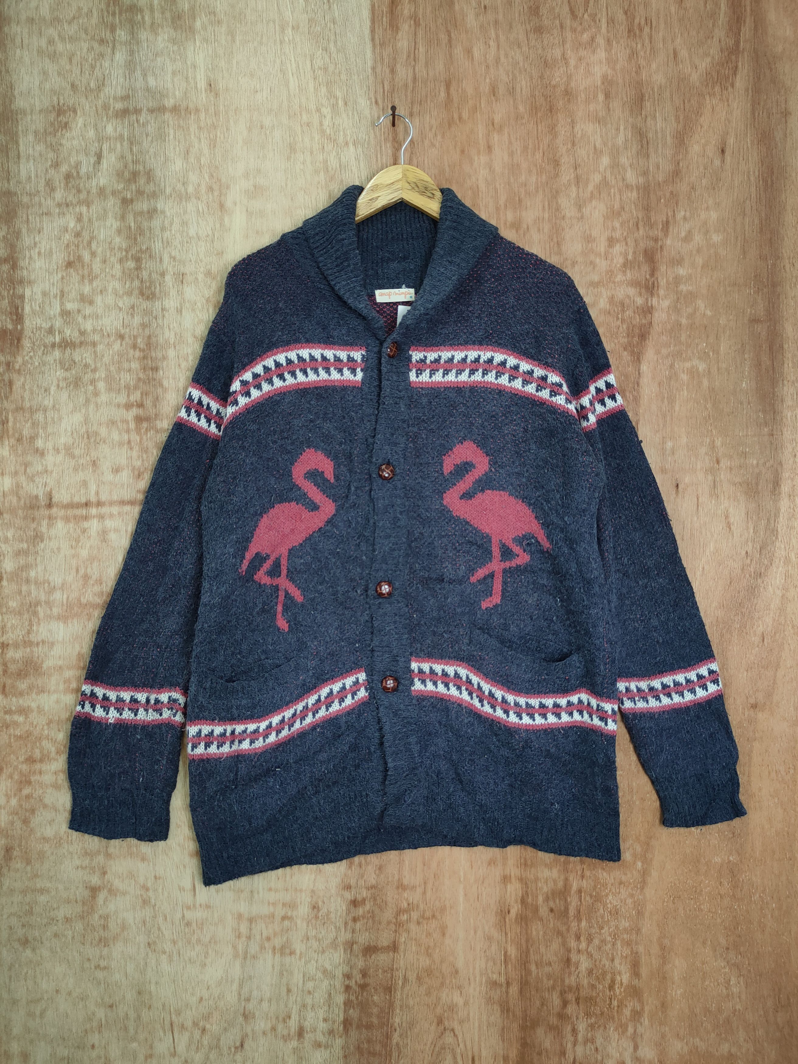 Japanese Brand DL Anap mimpi mohair cardigan knitwear swan art japan #4230 Size US L / EU 52-54 / 3 - 1 Thumbnail