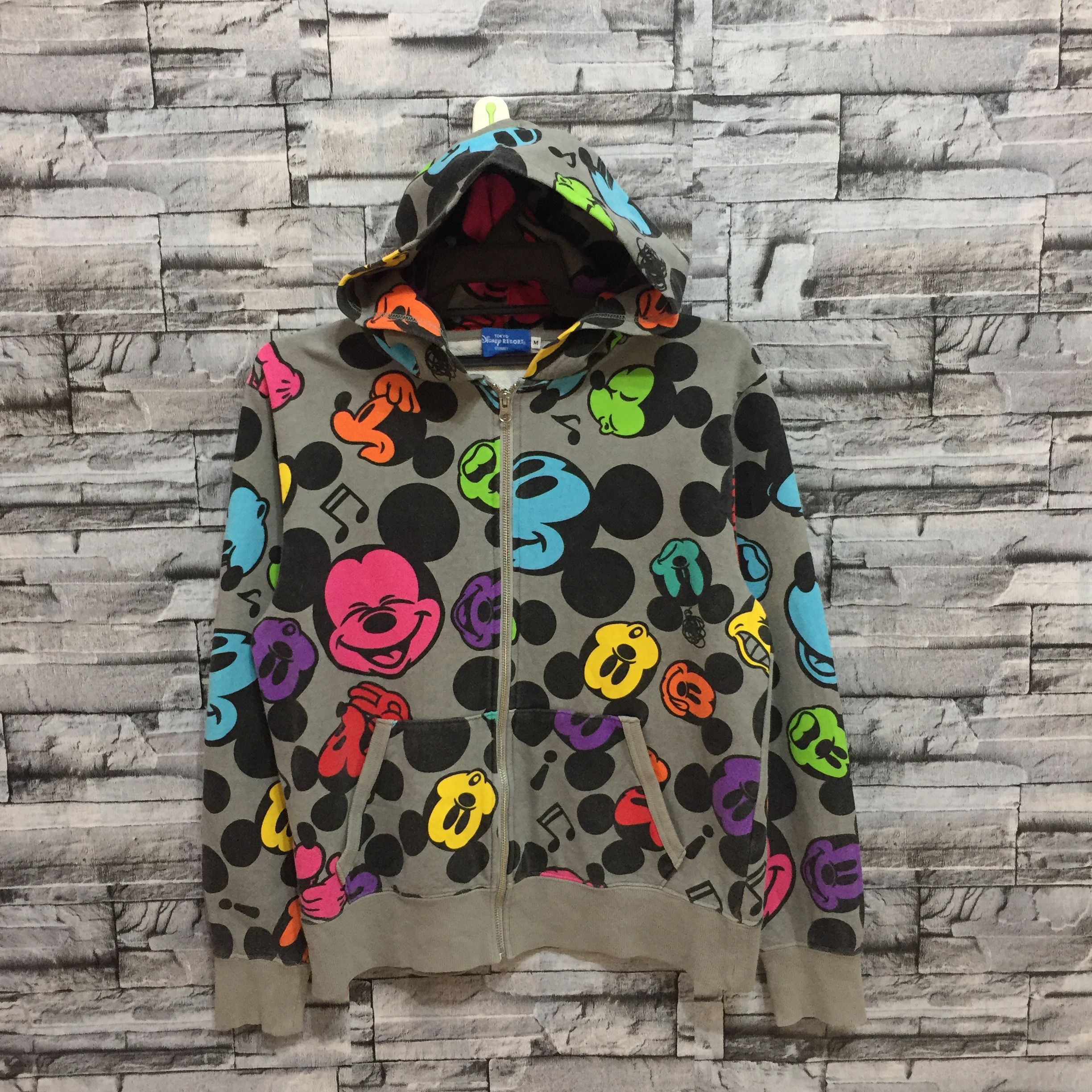 Disney Vintage Mickey Mouse Hoodie Full Prints size M gray Size US M / EU 48-50 / 2 - 2 Thumbnail