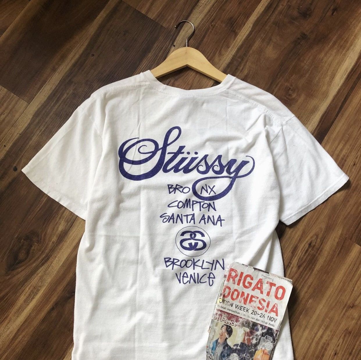 Japanese Brand × Stussy × Vintage Vintage Stussy Shark Santa Ana T 