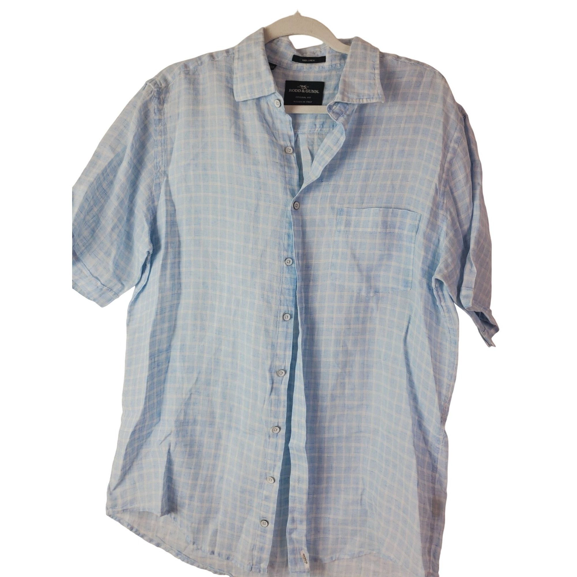 Rodd & Gunn Rodd Gunn Mens M Linen Blue White Shirt SS Shirt Checkered ...