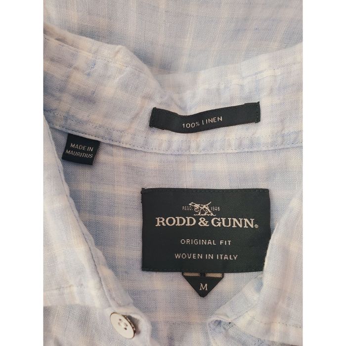 Rodd & Gunn Rodd Gunn Mens M Linen Blue White Shirt SS Shirt Checkered ...