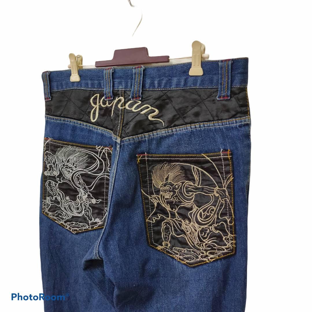 Japanese Brand japan traditional god embroidery denim pants Size US 34 / EU 50 - 3 Thumbnail
