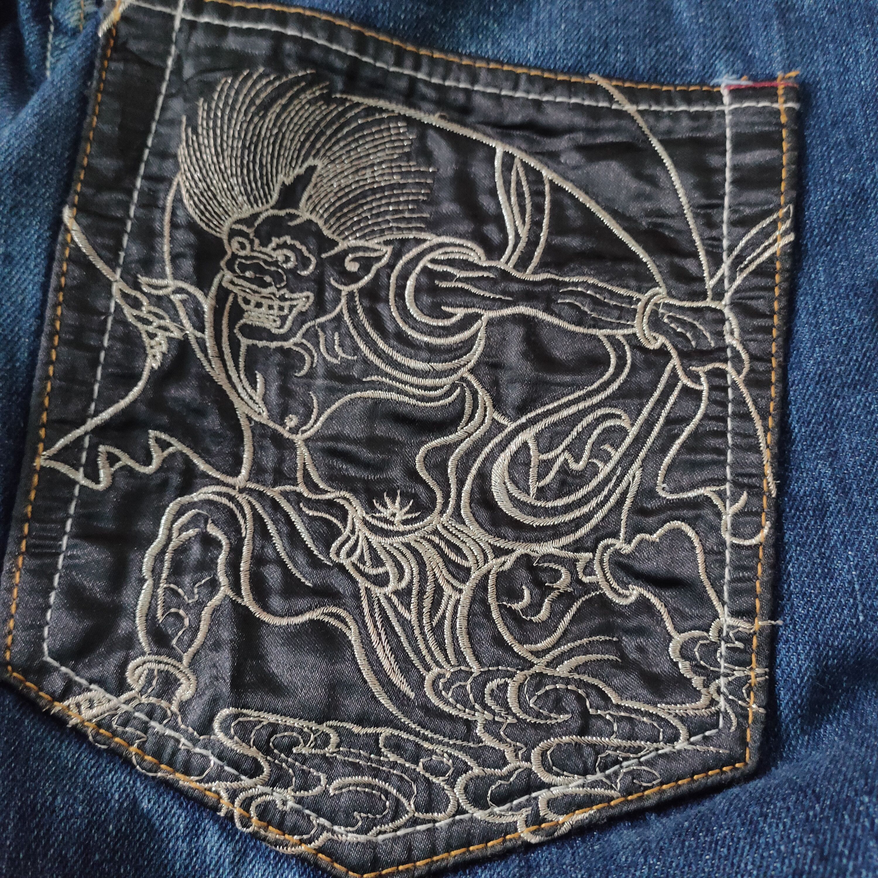 Japanese Brand japan traditional god embroidery denim pants Size US 34 / EU 50 - 8 Thumbnail