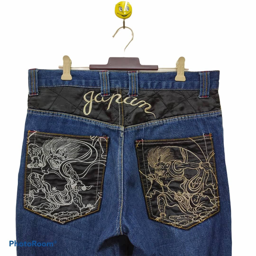Japanese Brand japan traditional god embroidery denim pants Size US 34 / EU 50 - 4 Thumbnail
