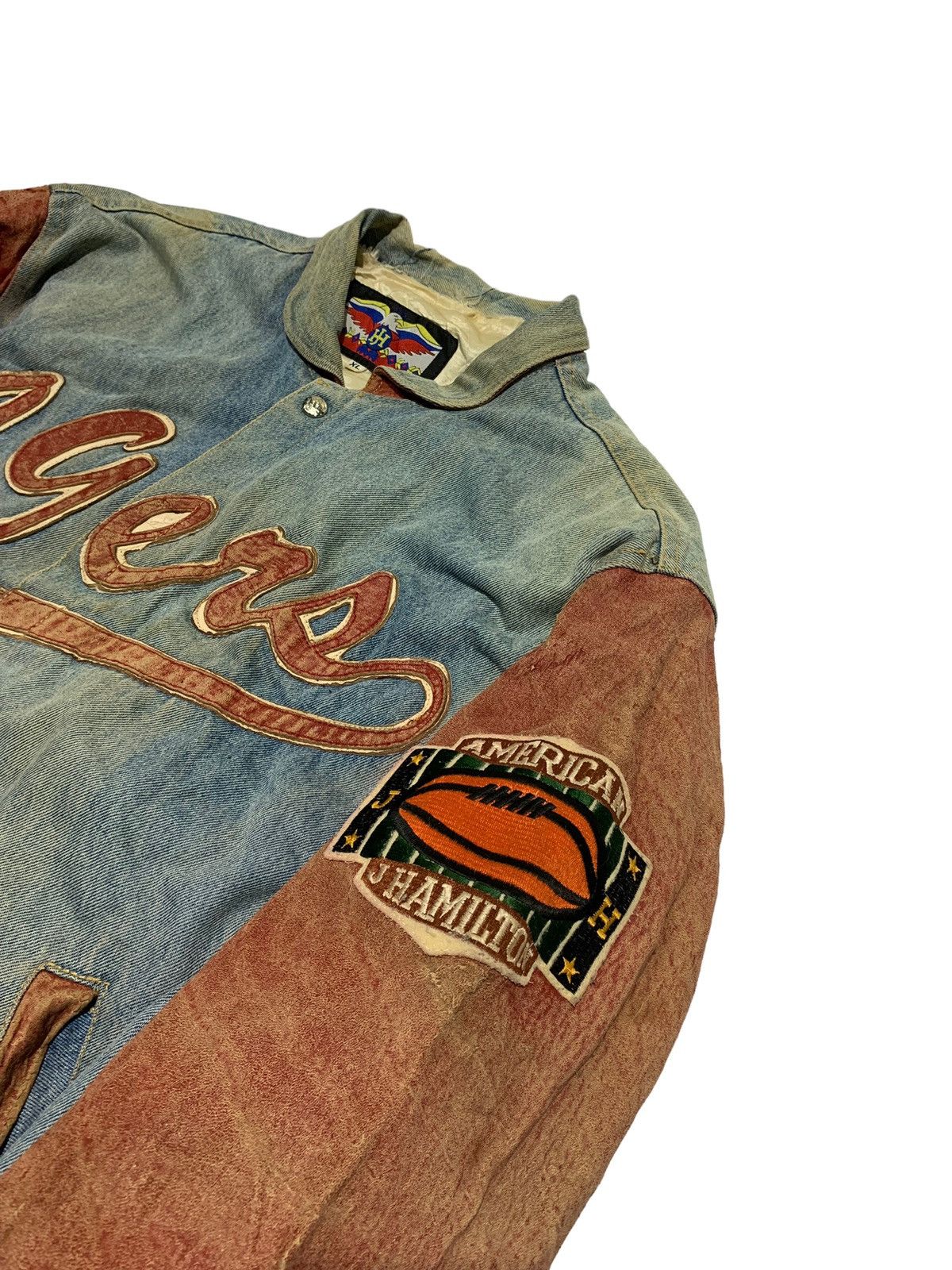 Jeff Hamilton 🔥VTG JEFF HAMILTON 49ERS DENIM AND LEATHER SLEEVES JACKETS Size US XL / EU 56 / 4 - 4 Thumbnail