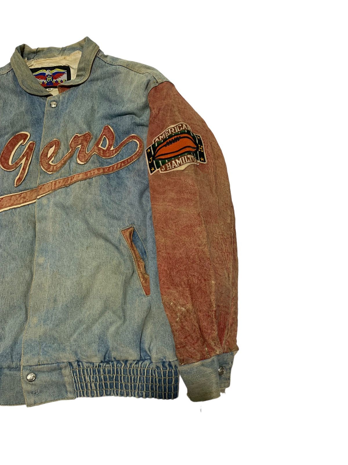 Jeff Hamilton 🔥VTG JEFF HAMILTON 49ERS DENIM AND LEATHER SLEEVES JACKETS Size US XL / EU 56 / 4 - 3 Thumbnail