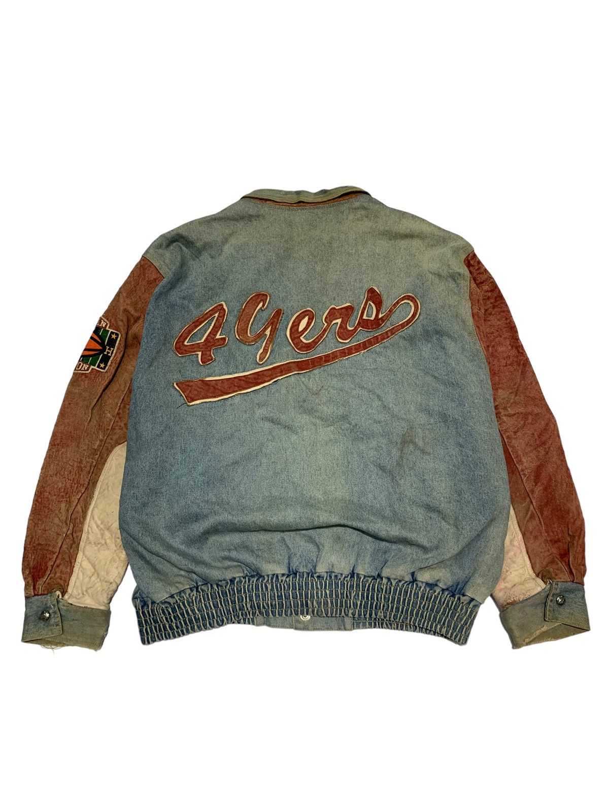 Jeff Hamilton 🔥VTG JEFF HAMILTON 49ERS DENIM AND LEATHER SLEEVES JACKETS Size US XL / EU 56 / 4 - 6 Thumbnail