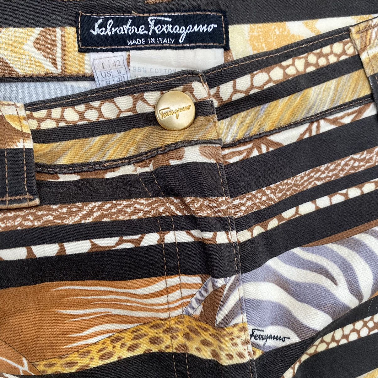 Salvatore Ferragamo Vintage Salvatore Ferragamo Animal Print Pants Size 29" - 7 Thumbnail