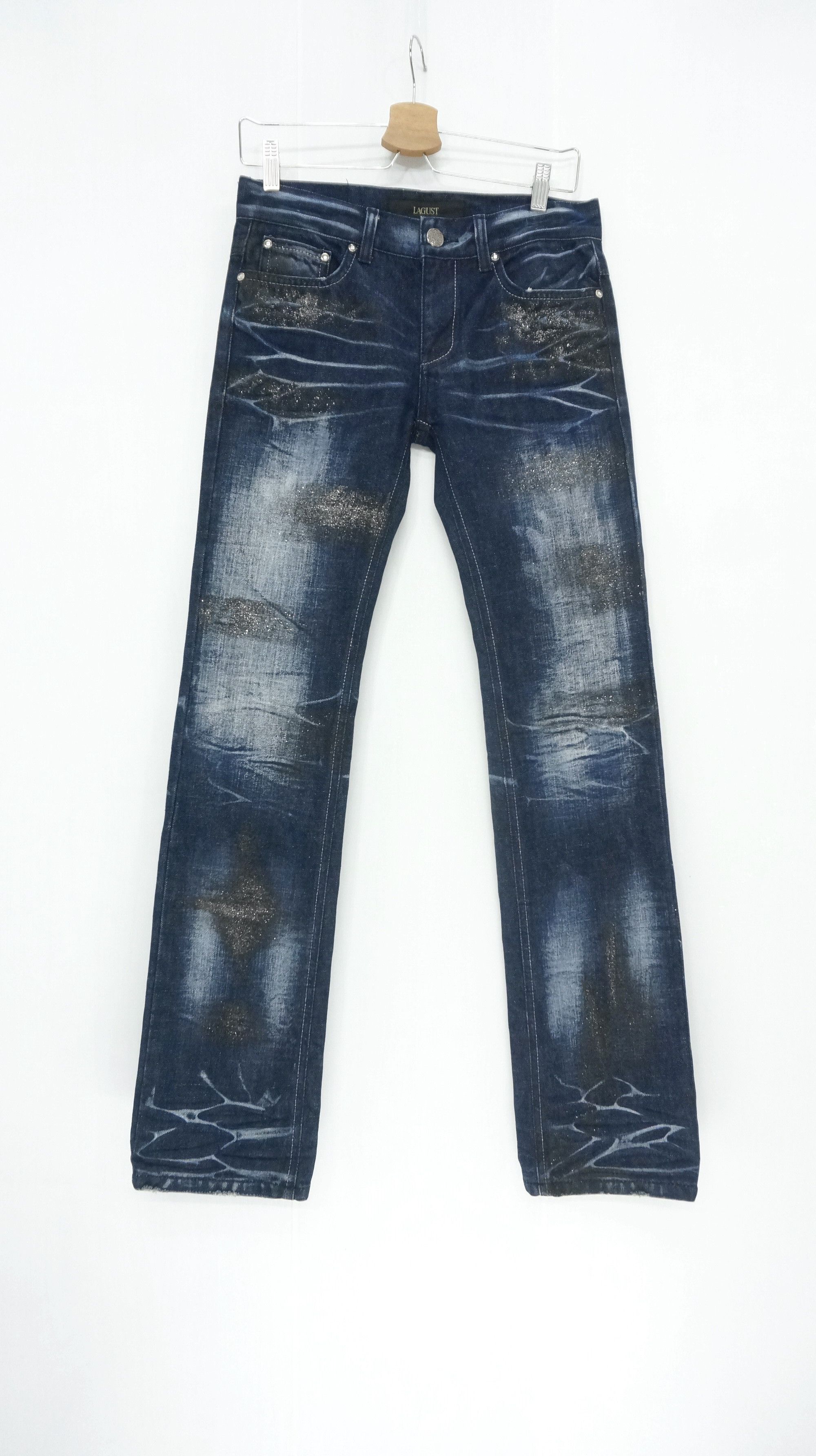 🔥 LAGUST Punk Paint Scab Distressed Acid Wash Jeans