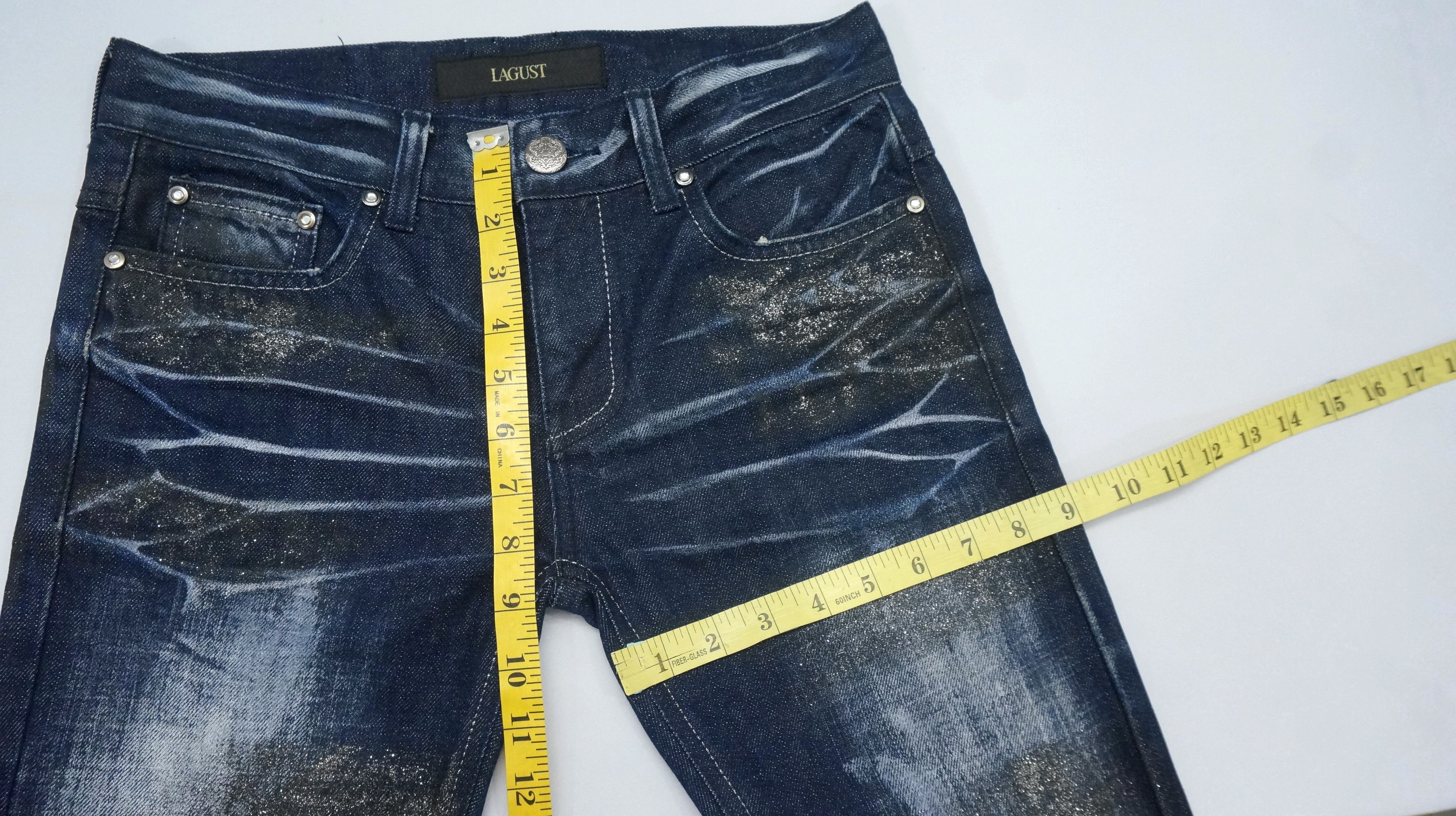 Japanese Brand Rare 🔥 LAGUST Punk Paint Distressed Acid Wash Jeans Size US 29 - 13 Thumbnail