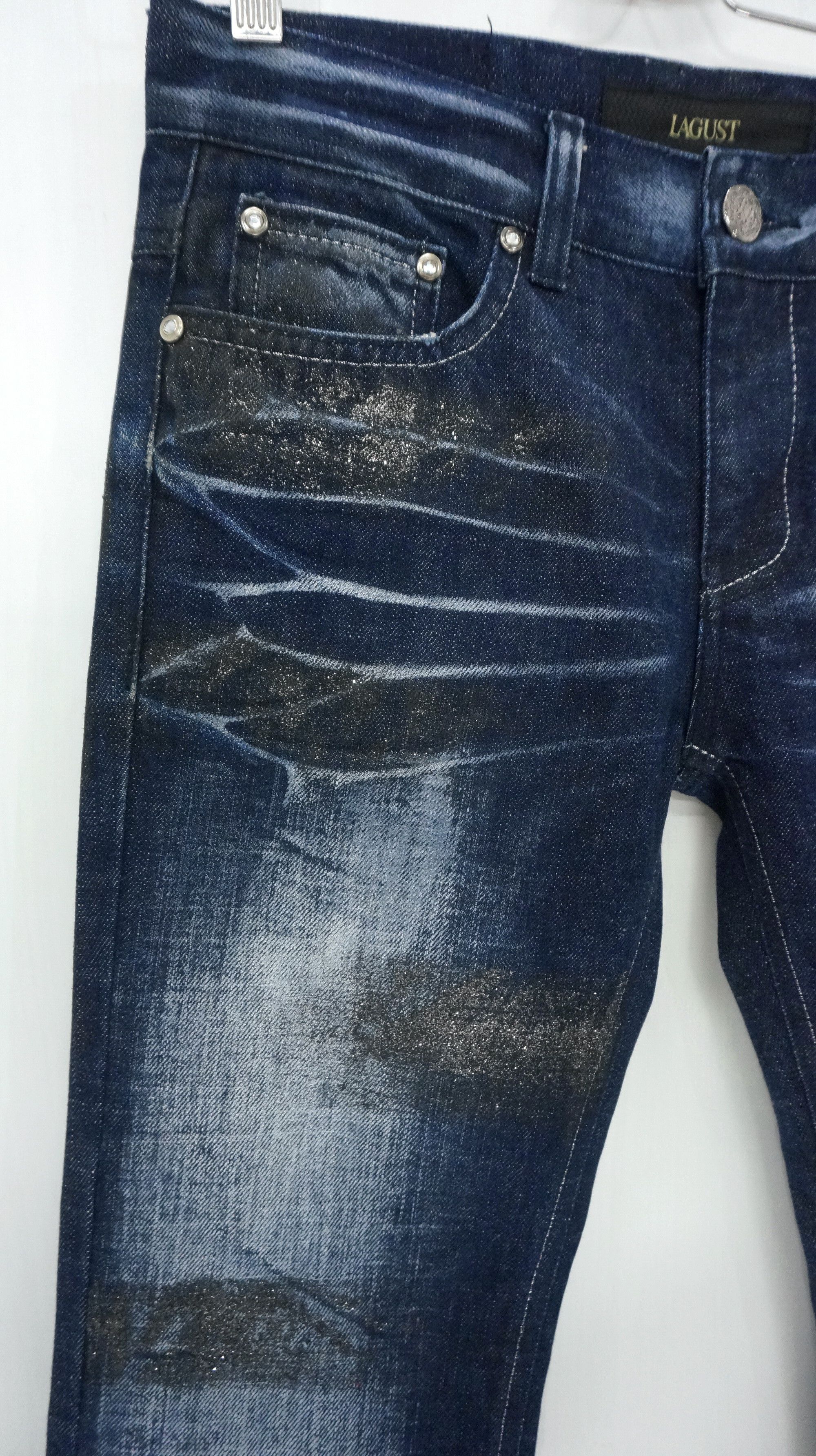 Japanese Brand Rare 🔥 LAGUST Punk Paint Distressed Acid Wash Jeans Size US 29 - 5 Thumbnail
