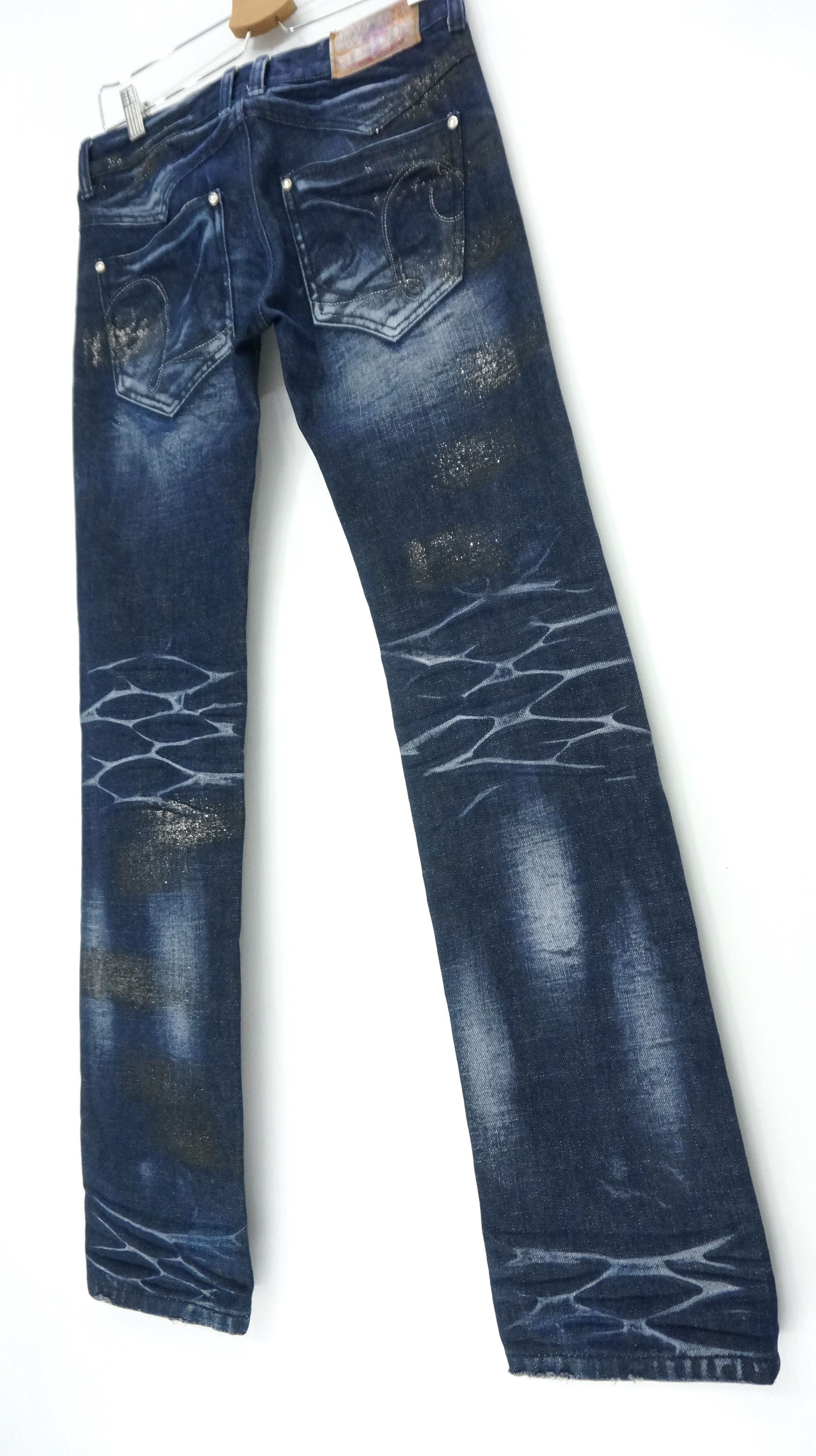 Japanese Brand Rare 🔥 LAGUST Punk Paint Distressed Acid Wash Jeans Size US 29 - 2 Thumbnail