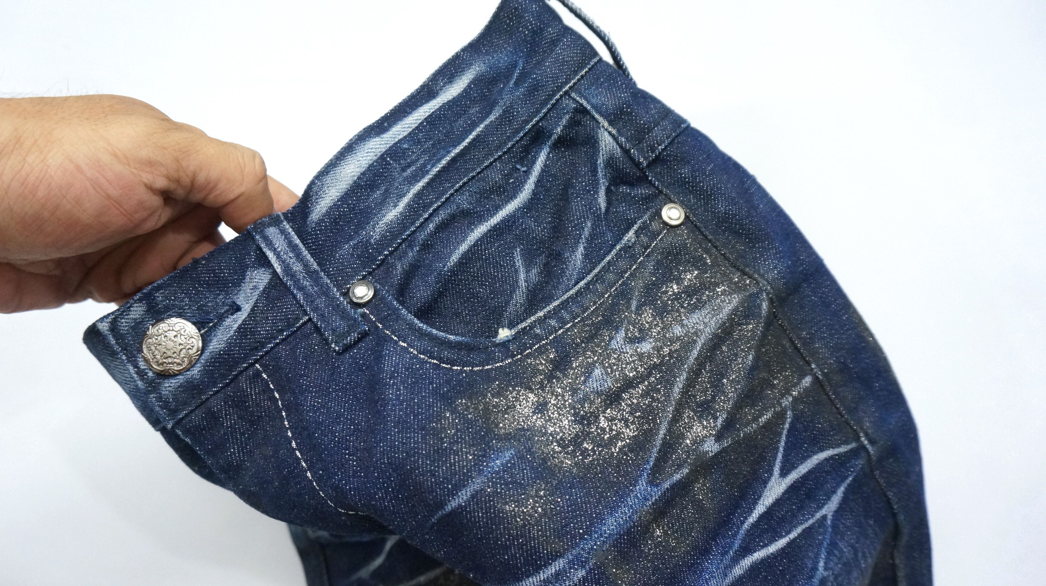 Japanese Brand Rare 🔥 LAGUST Punk Paint Distressed Acid Wash Jeans Size US 29 - 11 Thumbnail