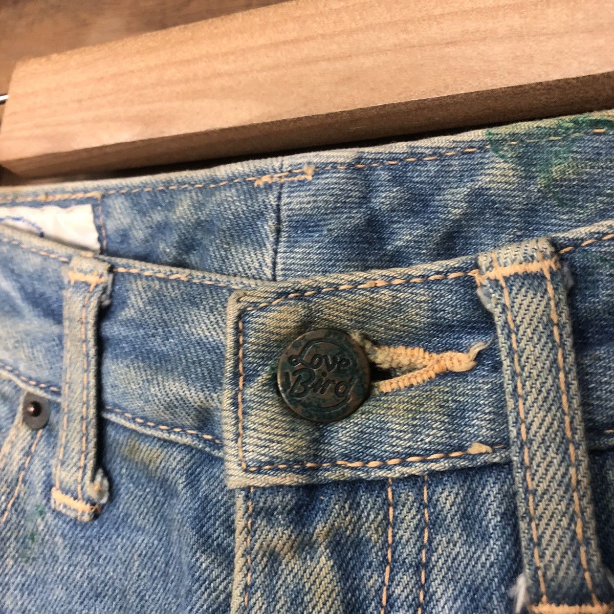 Japanese Brand DLS Love Bird Blue Distressed Denim Pants #BB552 Size 24" / US 00 / IT 34 - 12 Thumbnail