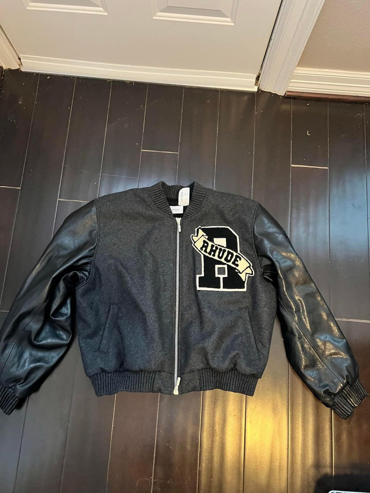 image of Rhude - Varsity Jacket in Black, Men's (Size XL)