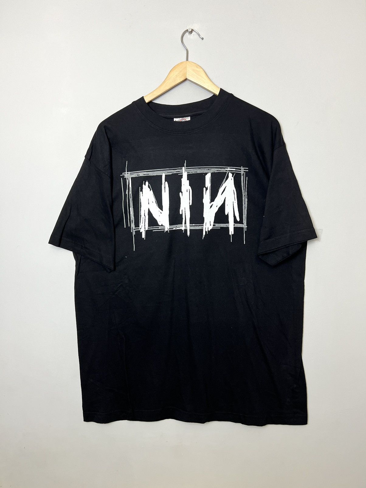 Band Tees × Vintage 90s Vintage Nine Inch Nails Big Logo Rock Band Tour Tee Size US XL / EU 56 / 4 - 1 Thumbnail