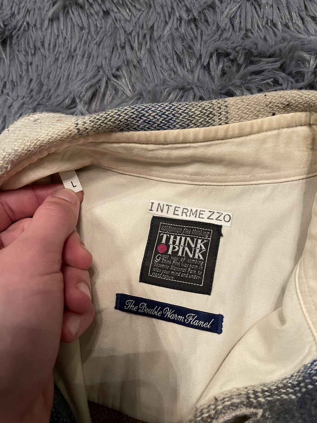 Flannel × Japanese Brand × Vintage Think Pink 80s vintage actec print flannel shirt Size US L / EU 52-54 / 3 - 7 Thumbnail