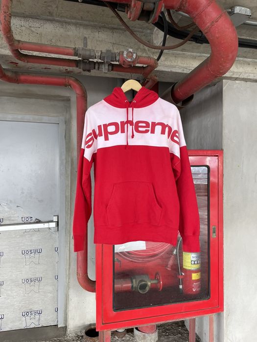 Supreme Supreme blocked hoodie RED Grailed