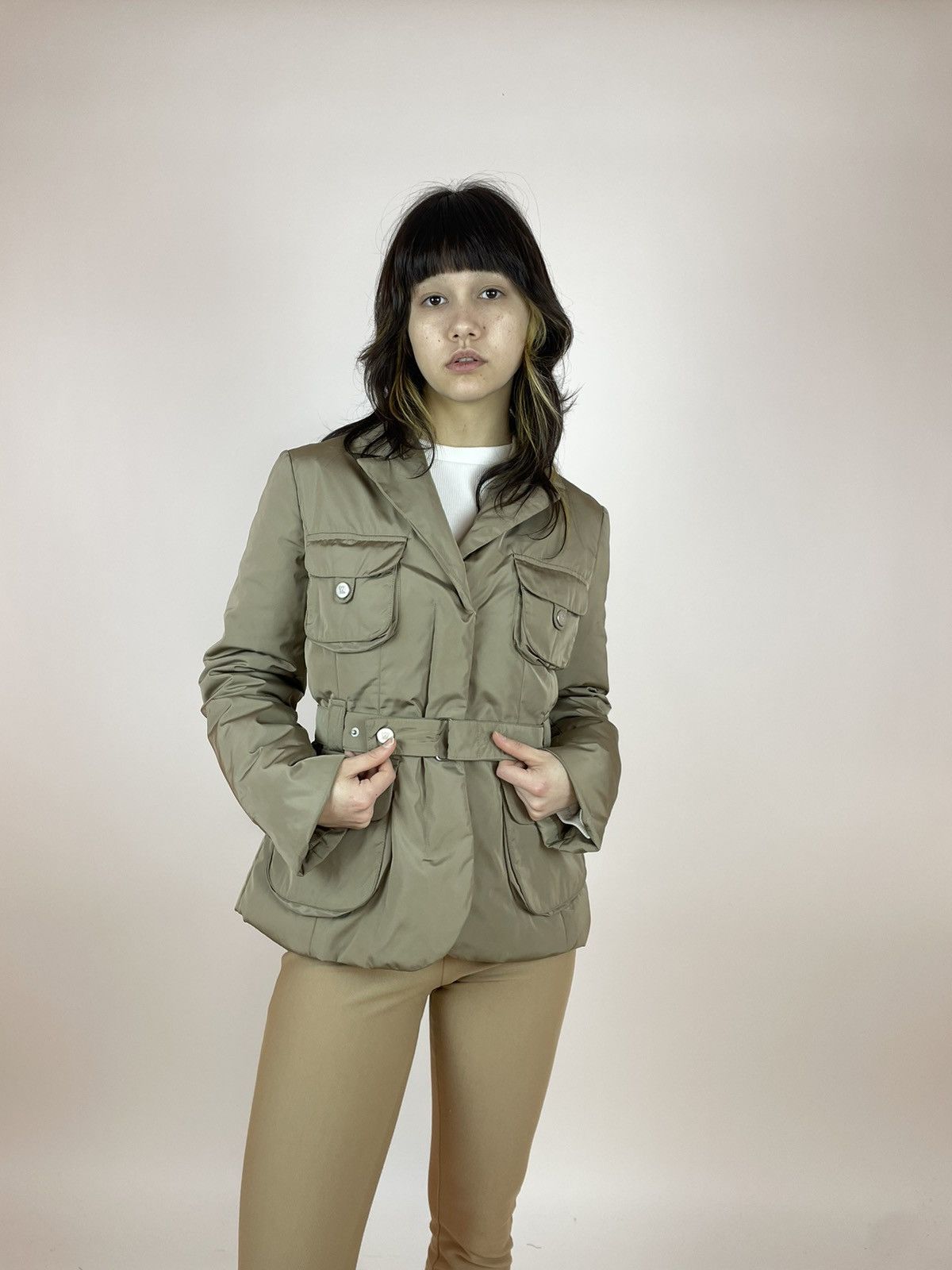 Max Mara Weekend MaxMara Belted Womens Down Beige jacket size 40 Size S / US 4 / IT 40 - 2 Thumbnail