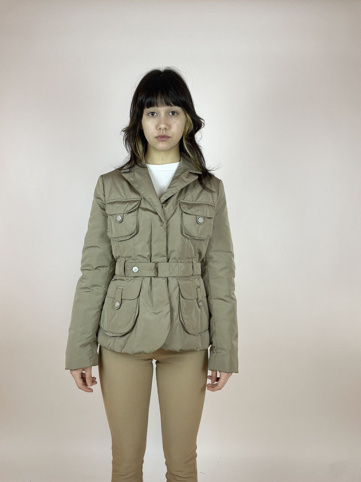 Max Mara Weekend MaxMara Belted Womens Down Beige jacket size 40 Size S / US 4 / IT 40 - 3 Thumbnail