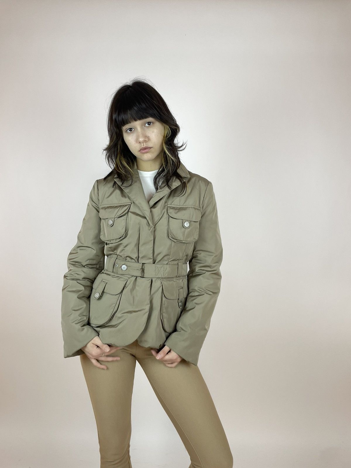 Max Mara Weekend MaxMara Belted Womens Down Beige jacket size 40 Size S / US 4 / IT 40 - 1 Thumbnail