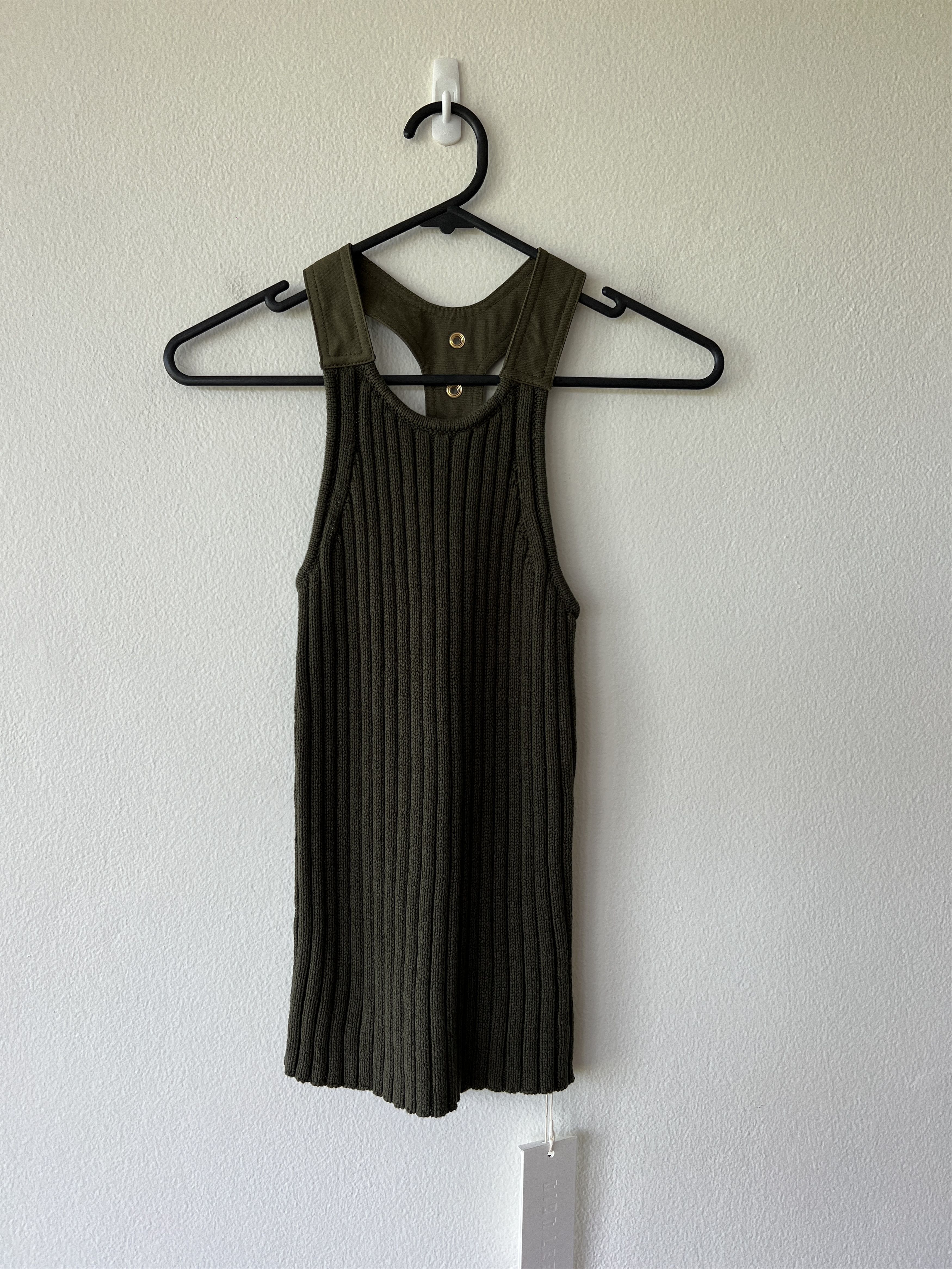 image of Dion Lee Cotton Rib Buckle Top Tank Singlet Vest in Moss, Women's (Size XS)