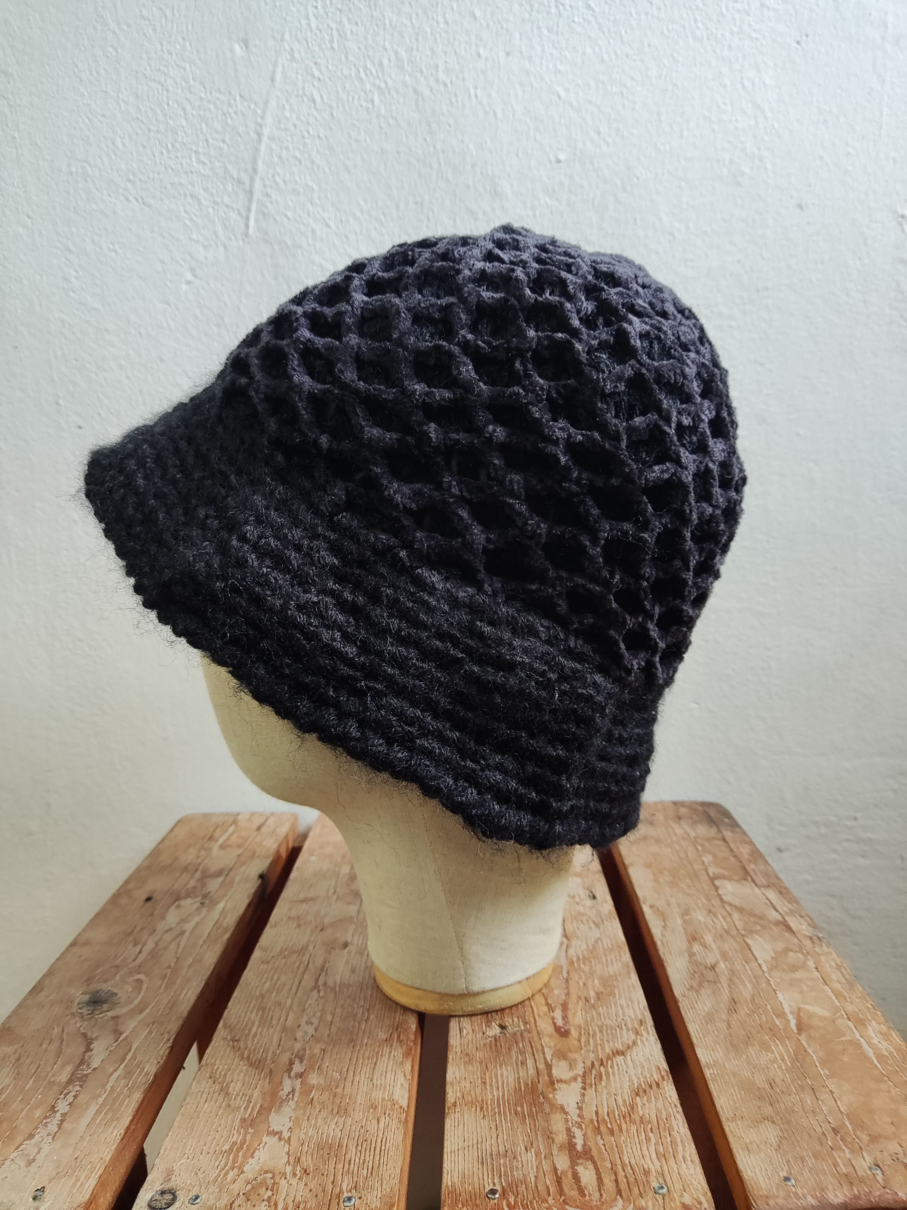 Japanese Brand Knit Black Bucket Hat Size ONE SIZE - 3 Thumbnail