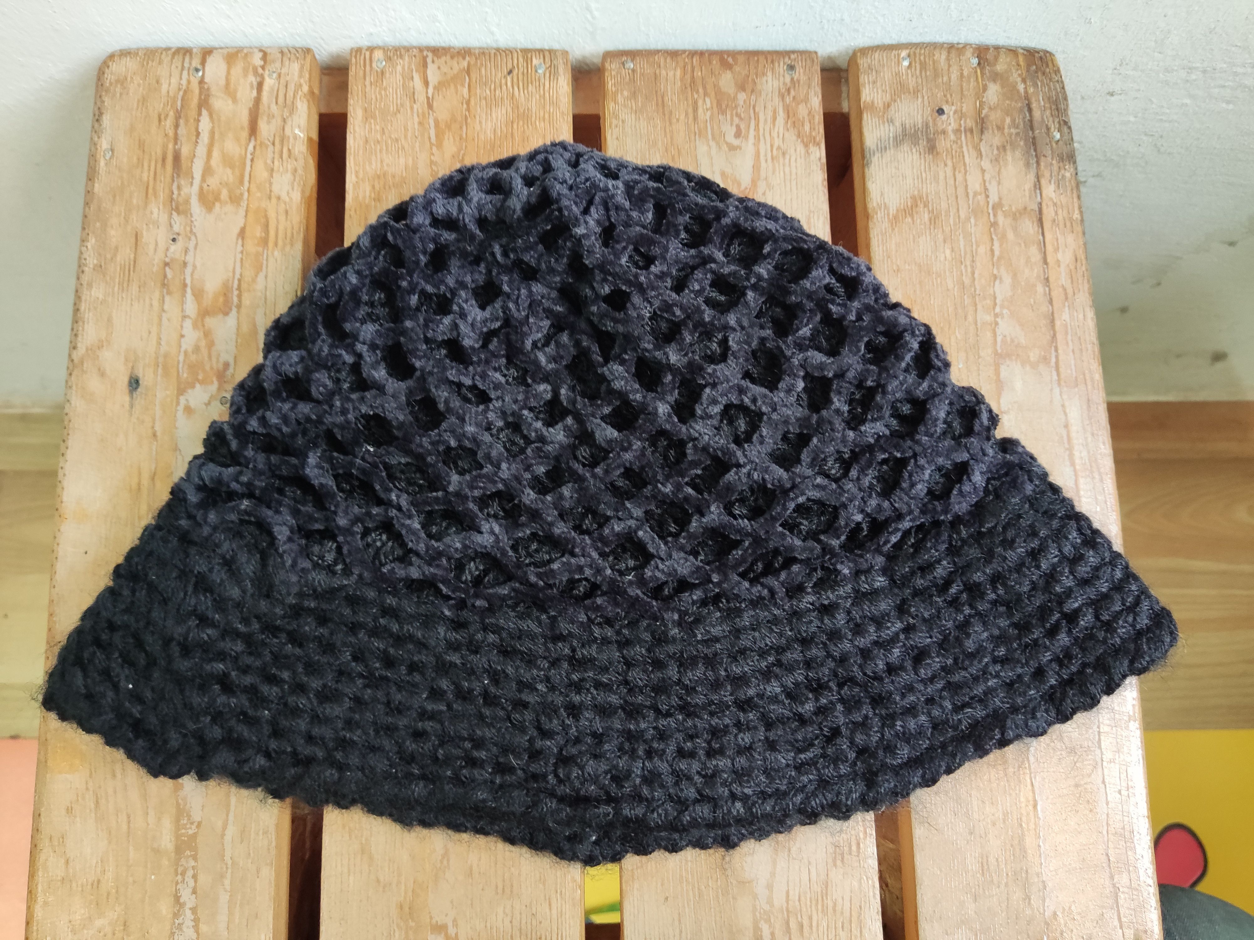 Japanese Brand Knit Black Bucket Hat Size ONE SIZE - 9 Thumbnail