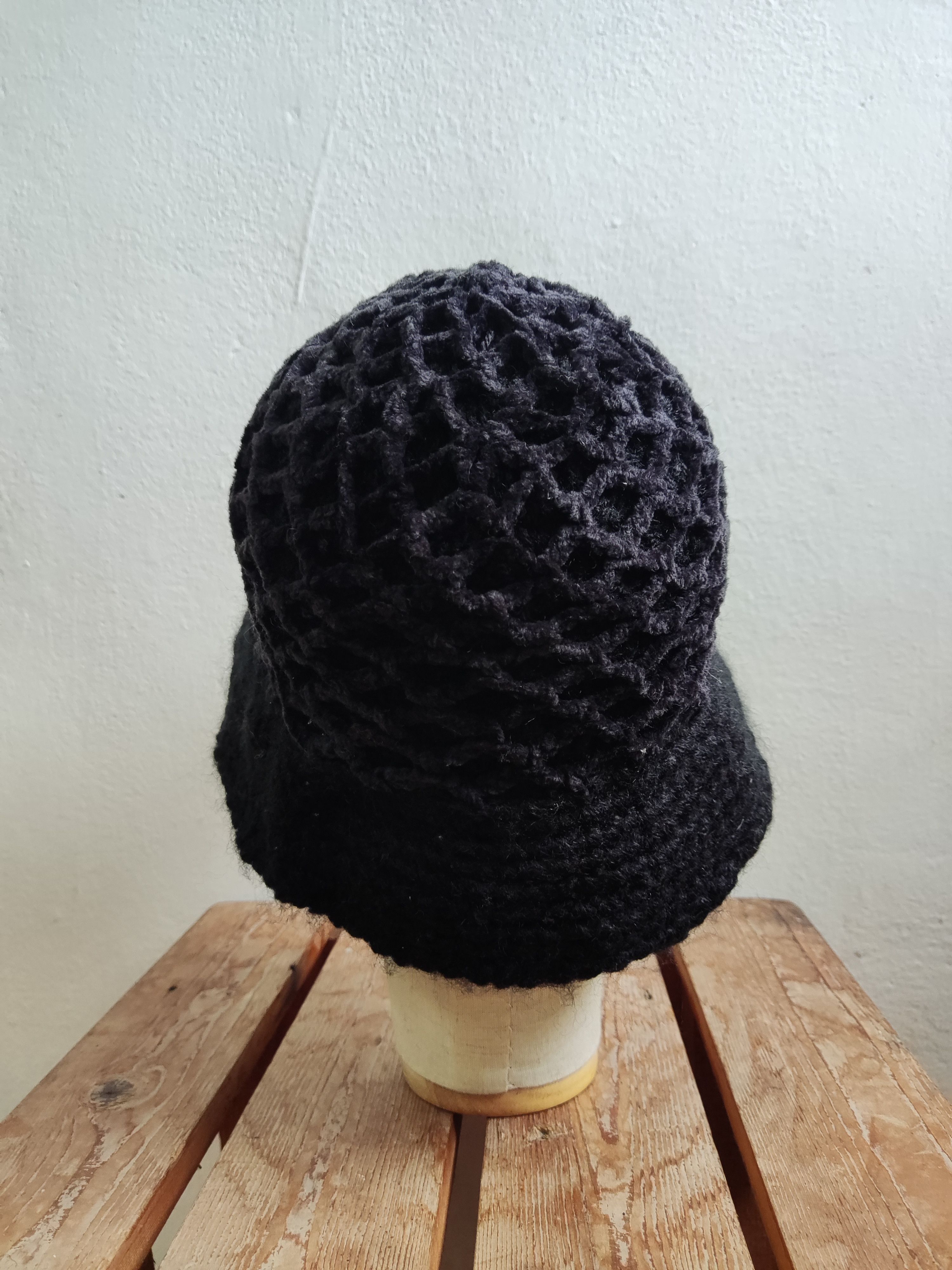 Japanese Brand Knit Black Bucket Hat Size ONE SIZE - 4 Thumbnail