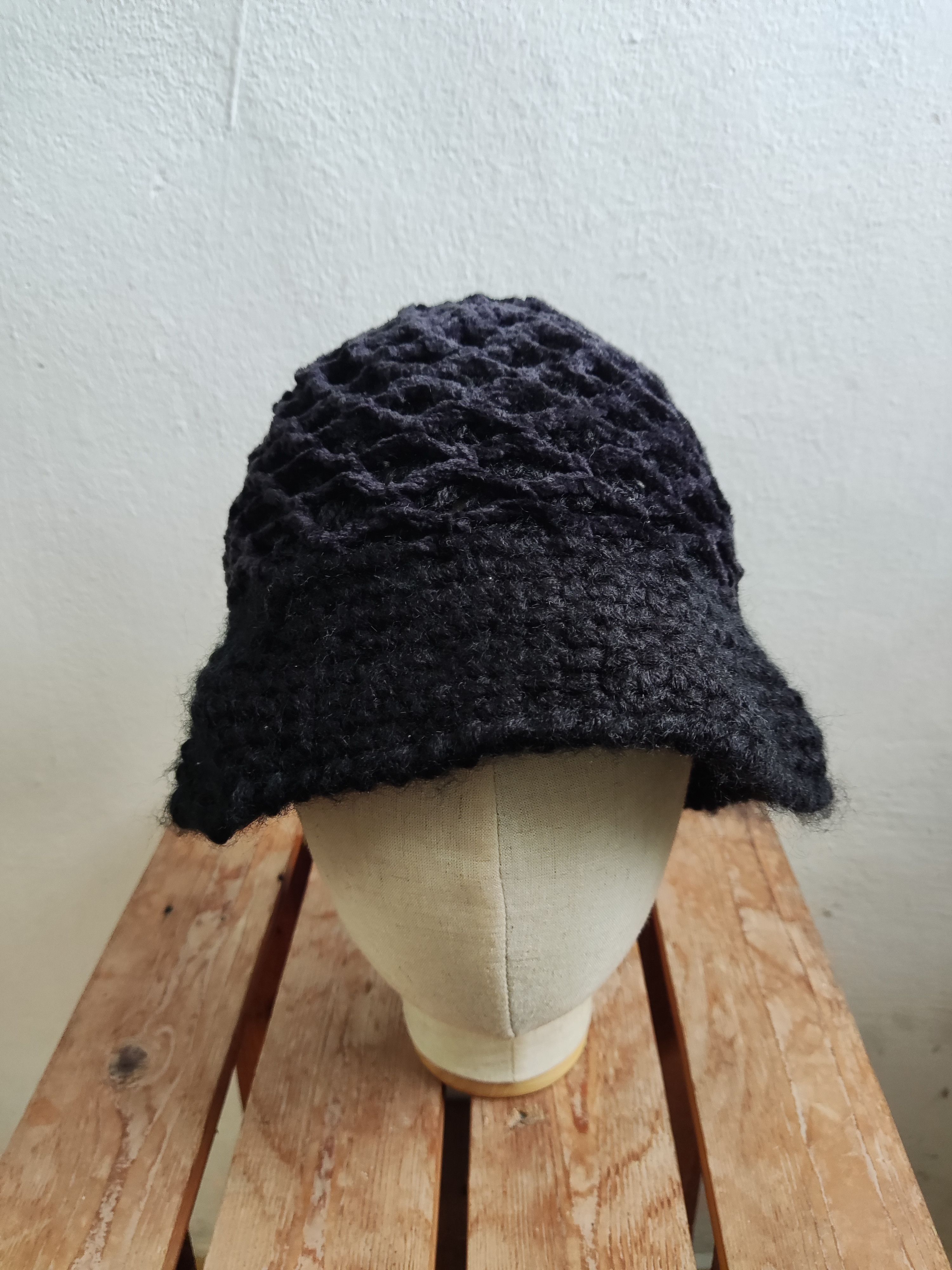 Japanese Brand Knit Black Bucket Hat Size ONE SIZE - 2 Thumbnail